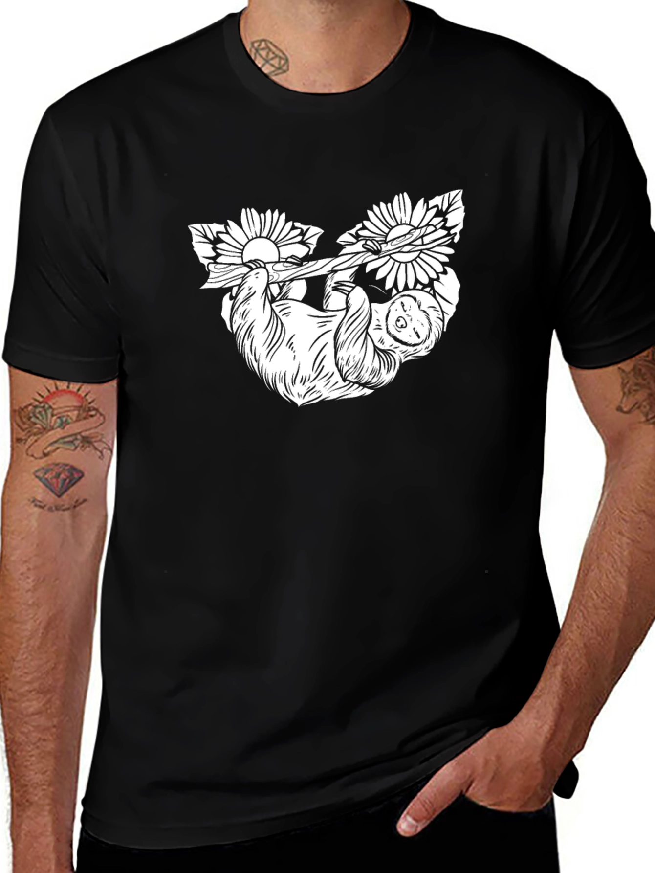 Variant 17 of Sloth & Sunflower Black T-Shirt