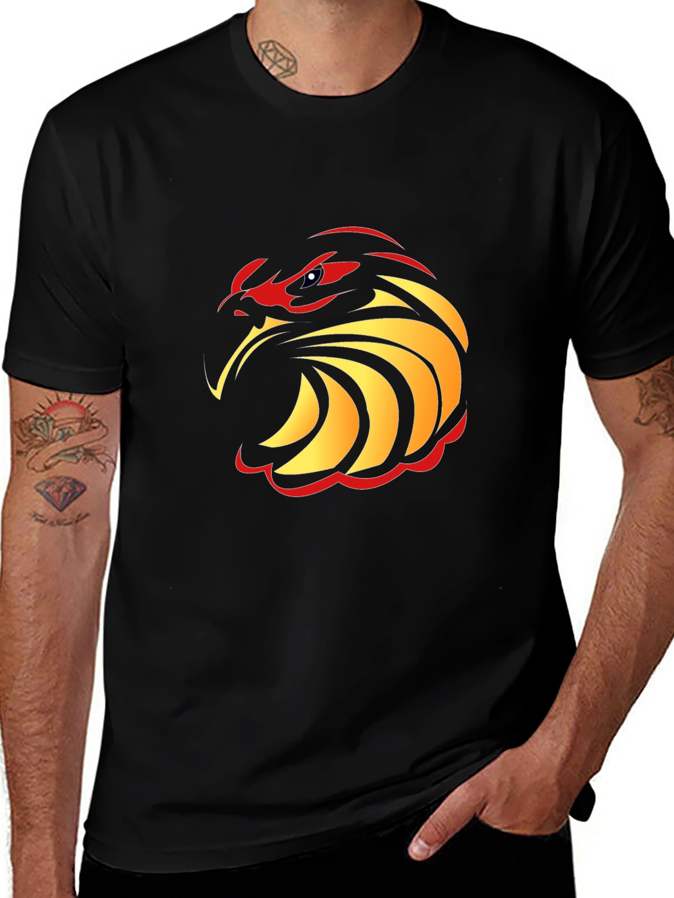 Variant 21 of Bold Eagle Graphic Tee - Men's Black T-Shirt
