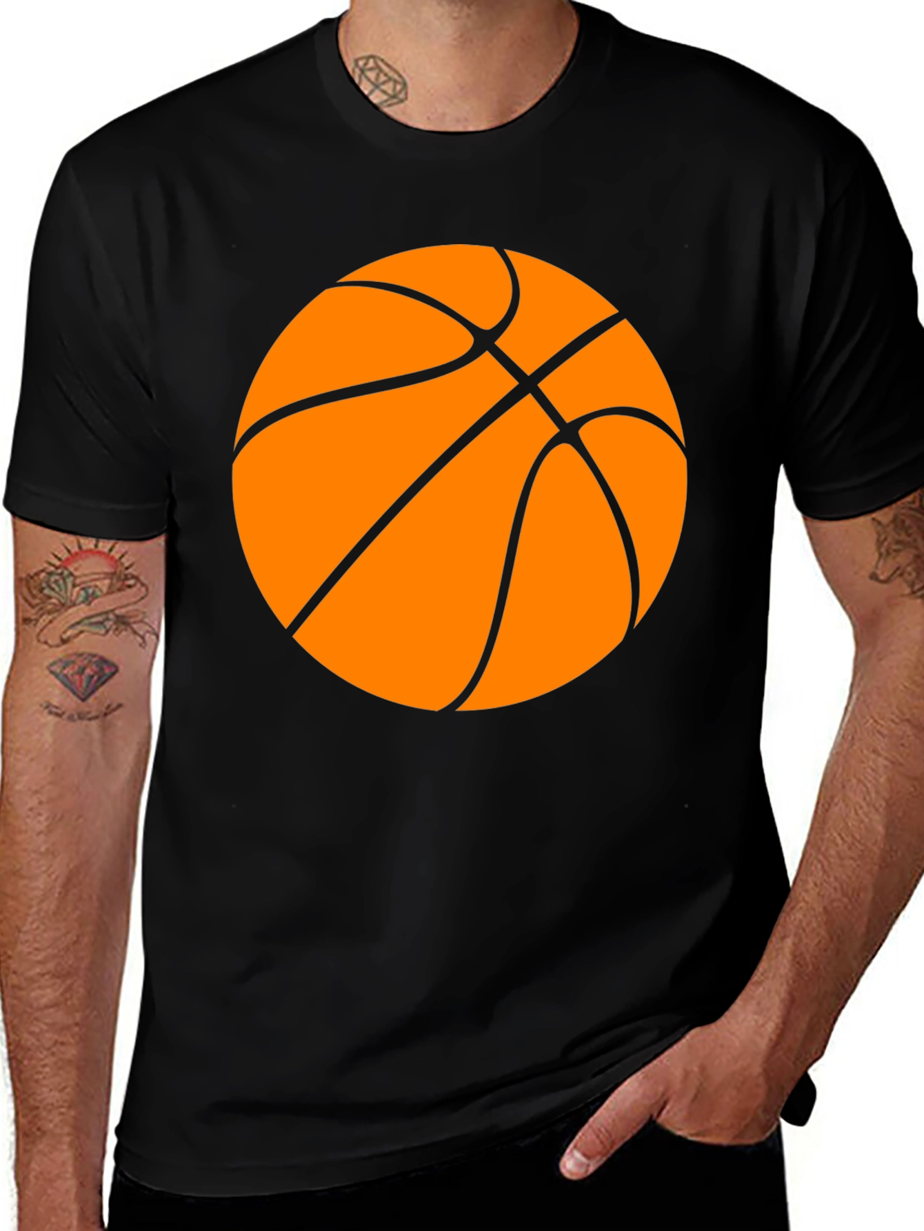 Variant 9 of Basketball Graphic Tee - Black Cotton T-Shirt