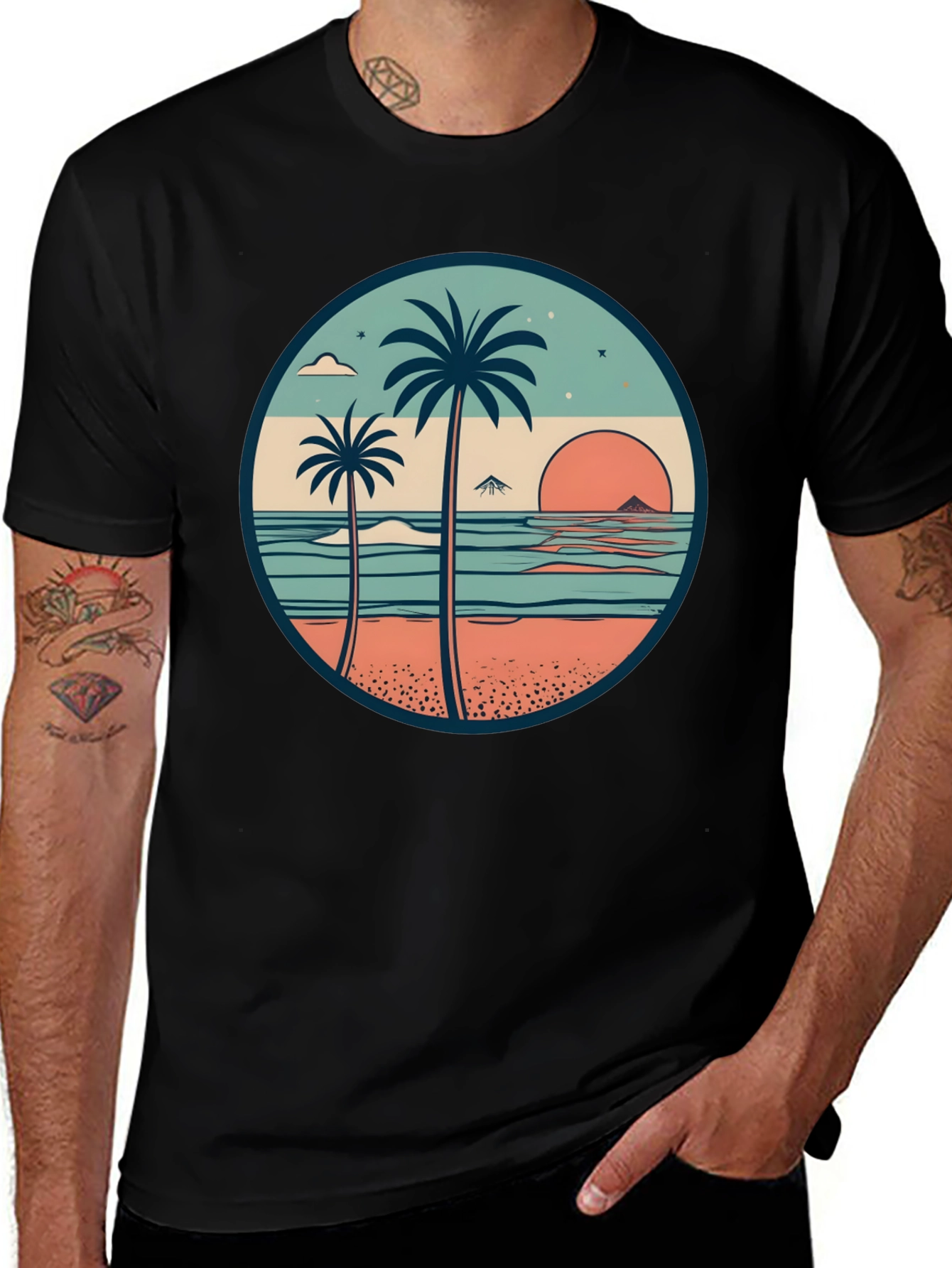 Variant 8 of Tropical Beach Palm Tree Graphic T-Shirt