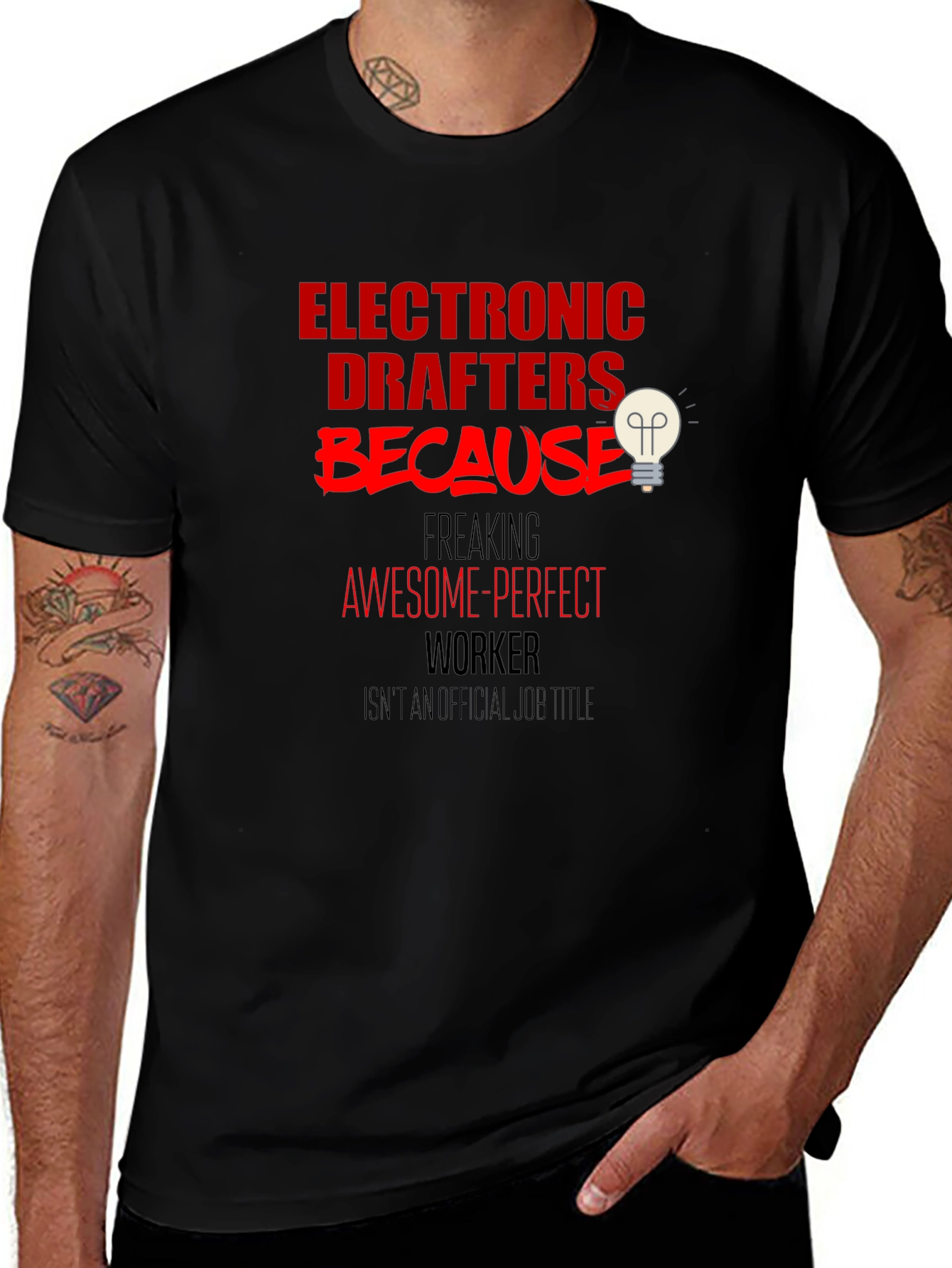 Variant 28 of Electronic Drafters Awesome Worker Black T-Shirt