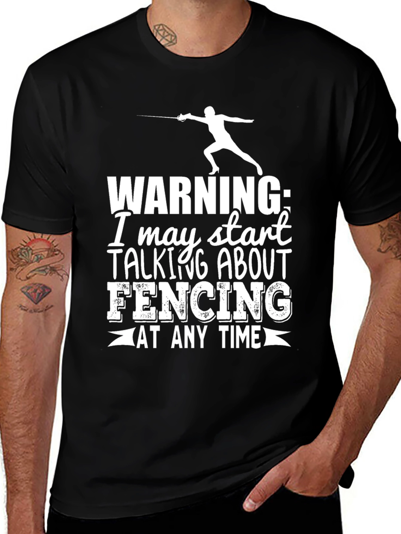 Variant 10 of Funny Fencing T-Shirt Warning Design