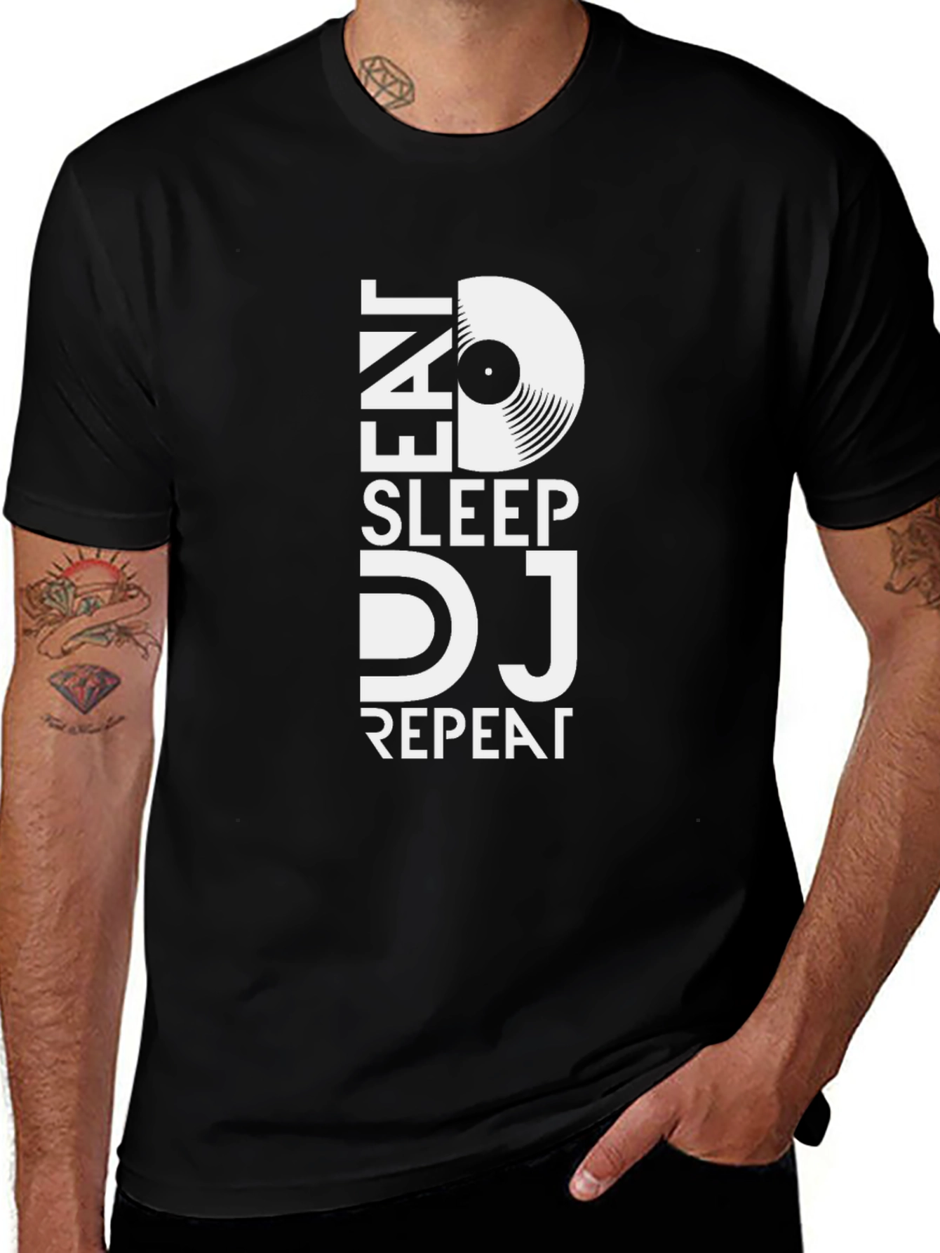 Eat Sleep DJ Repeat Black Graphic Tee
