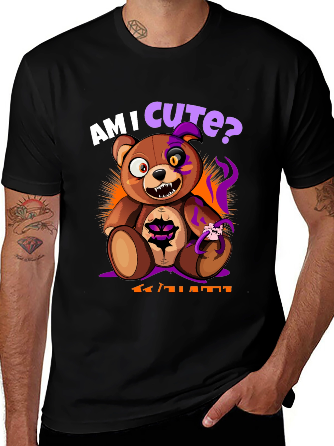 Am I Cute? Scary Halloween Teddy Bear T-Shirt
