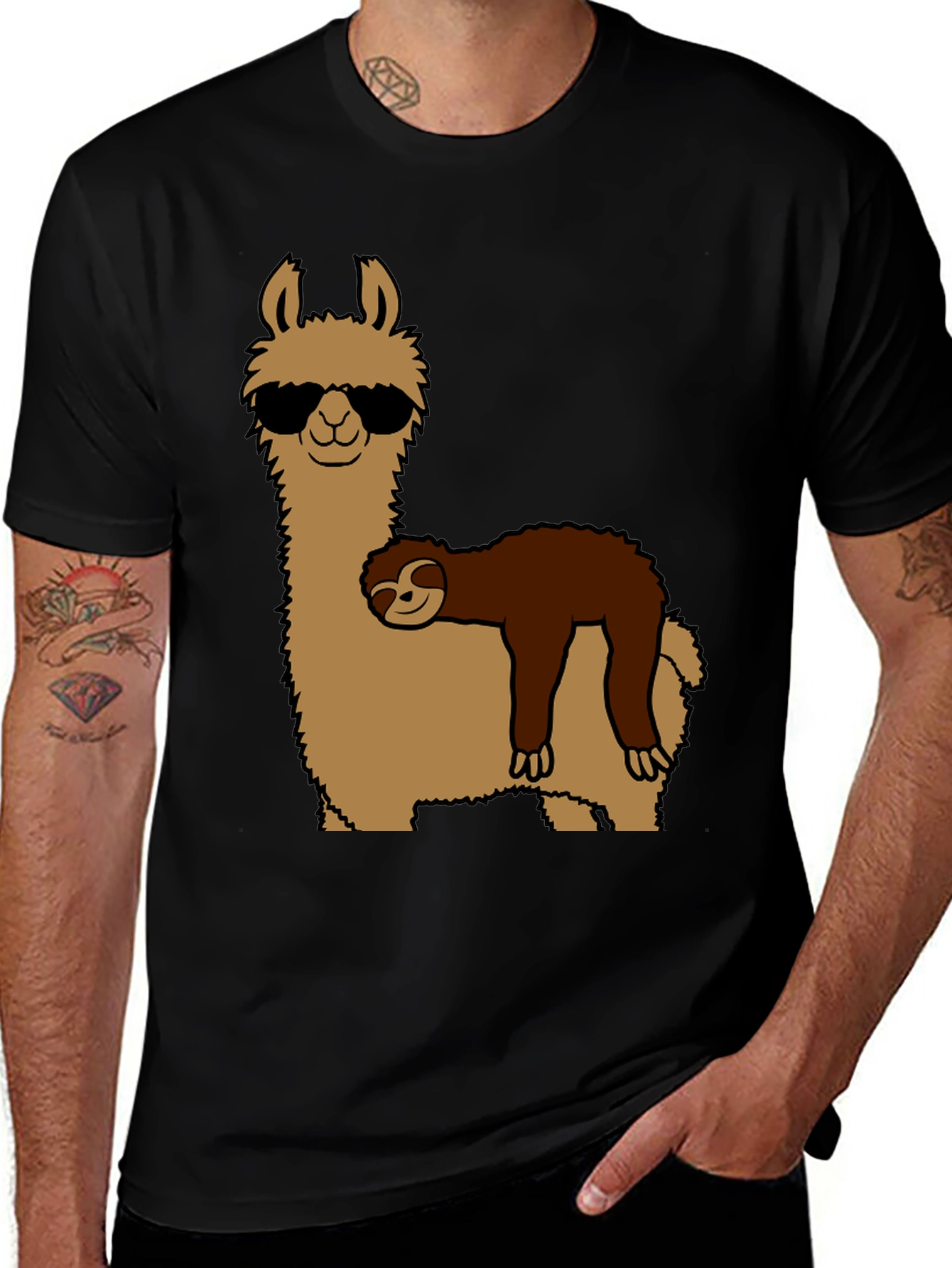 Variant 23 of Cool Llama & Sloth Graphic T-Shirt