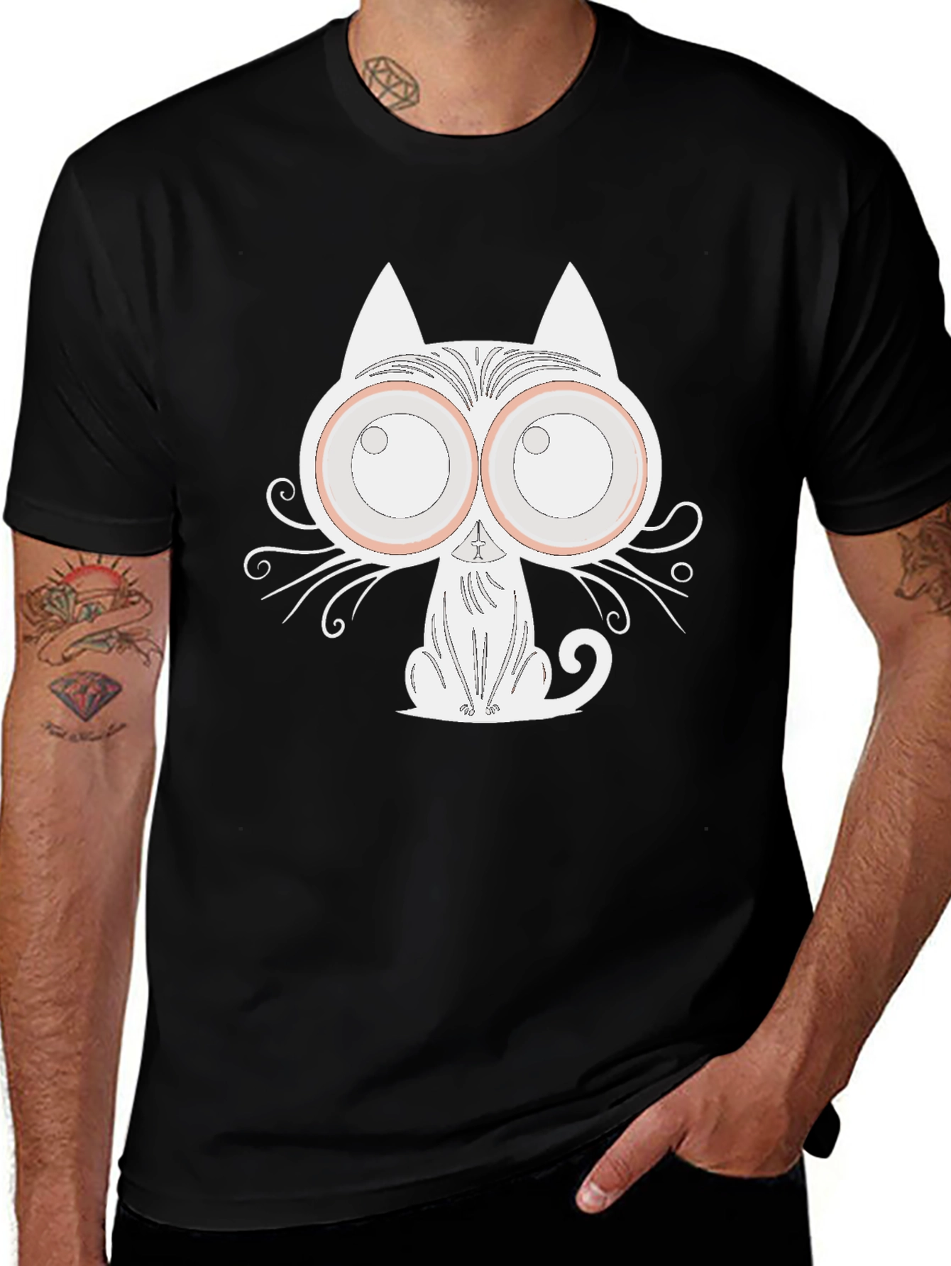 Variant 16 of Men's Graphic Tee - Cartoon Cat Design