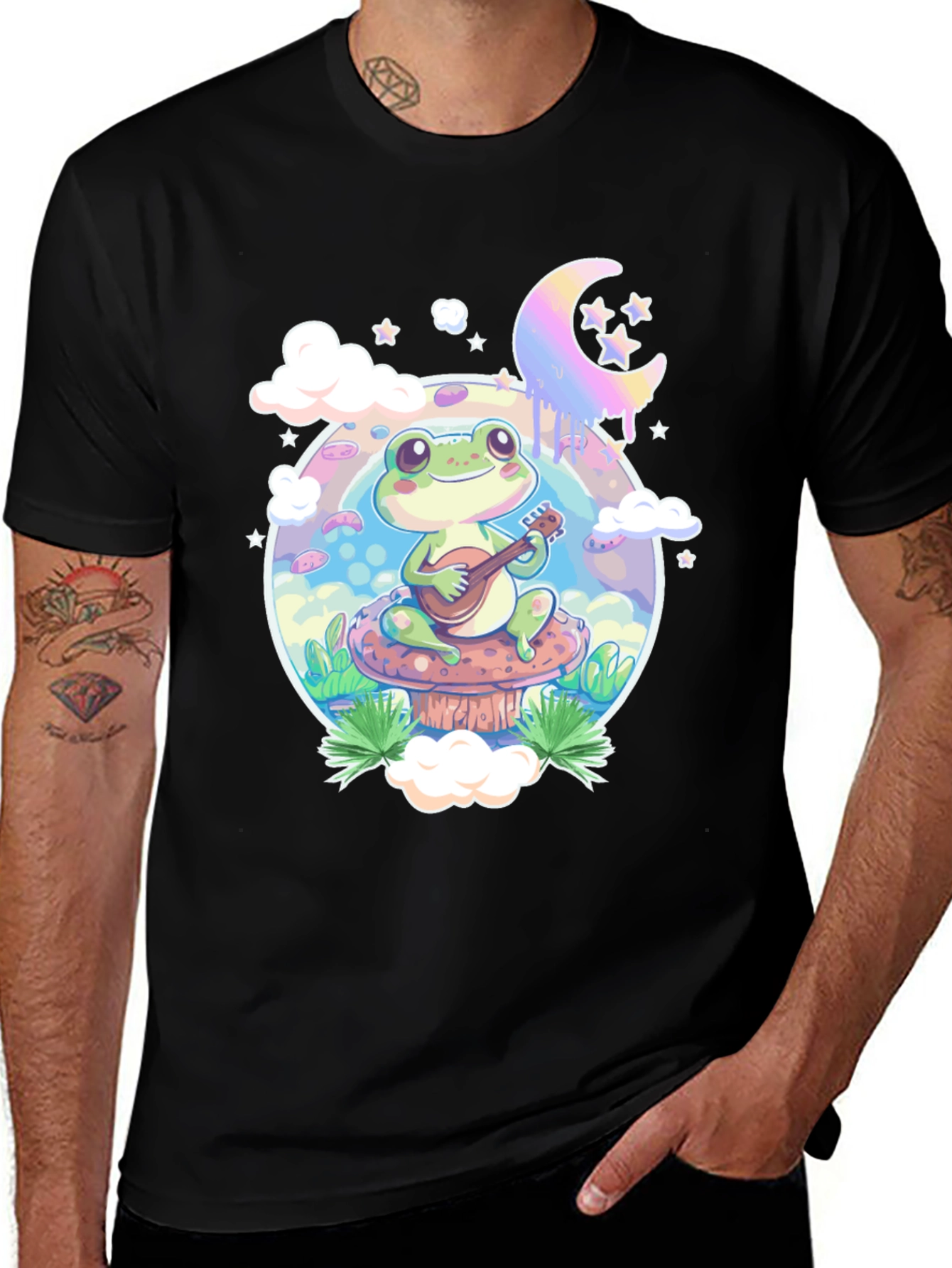 Variant 20 of Frog Mushroom Guitarist Graphic Tee