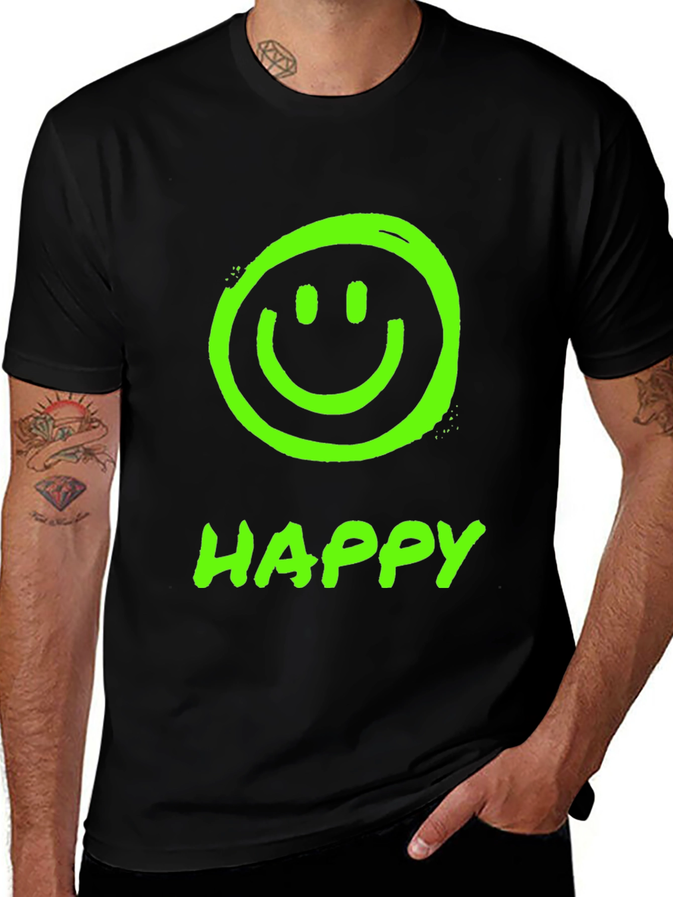 Happy Face Black T-Shirt