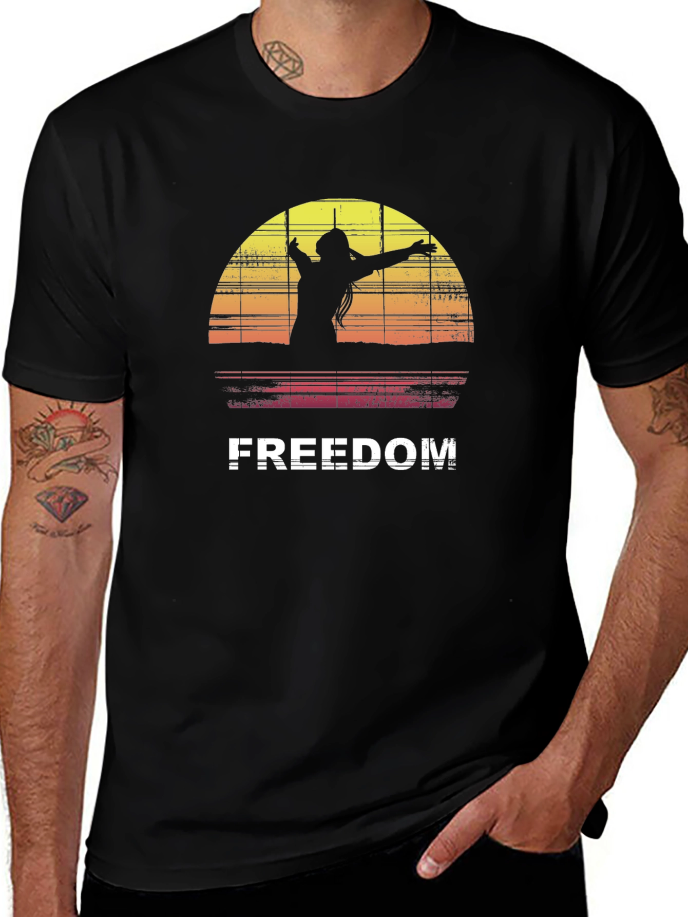 Variant 2 of Freedom Graphic Tee - Sunset Silhouette Shirt