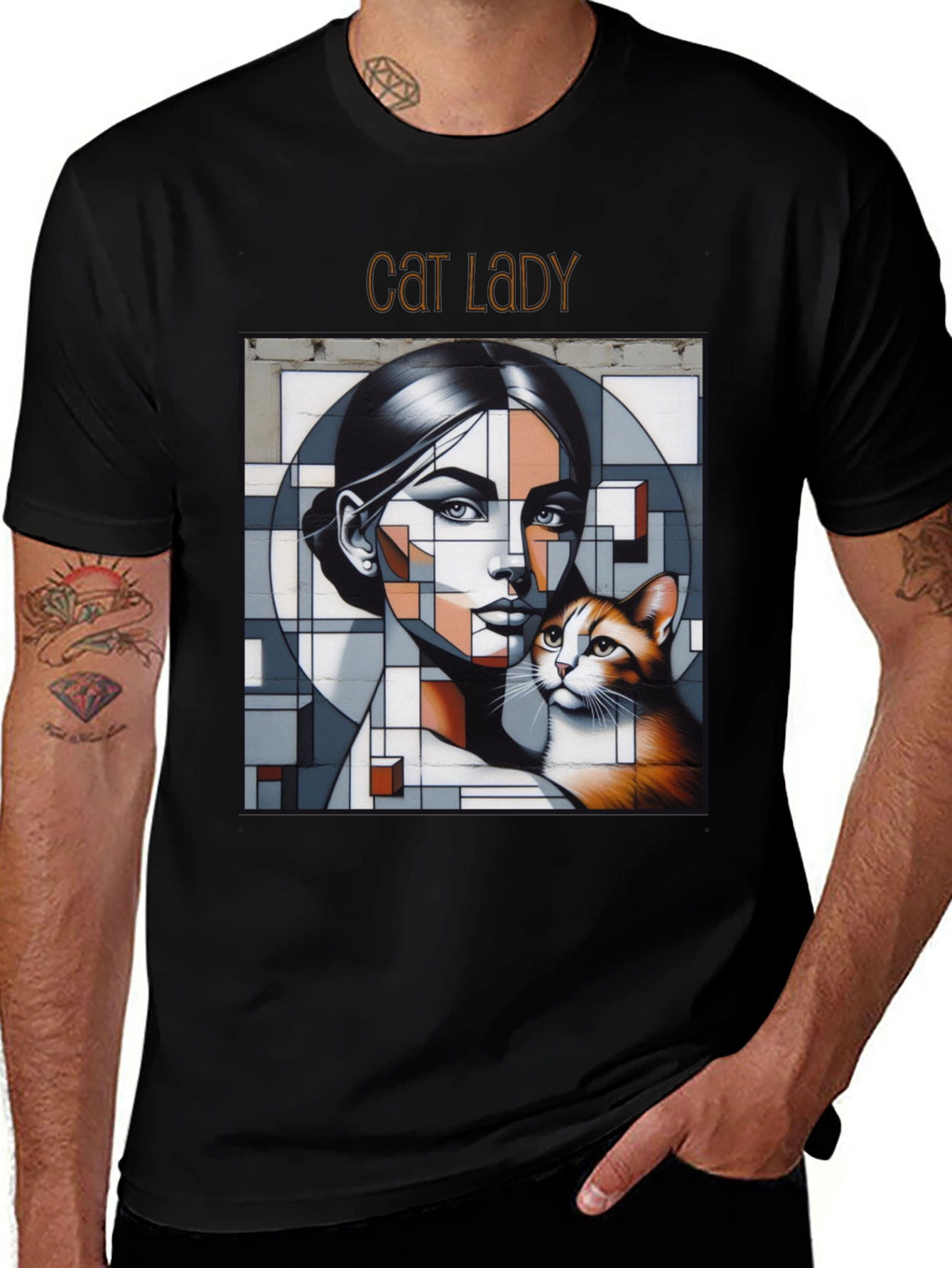 Variant 7 of Cat Lady Graphic T-Shirt - Artistic Design