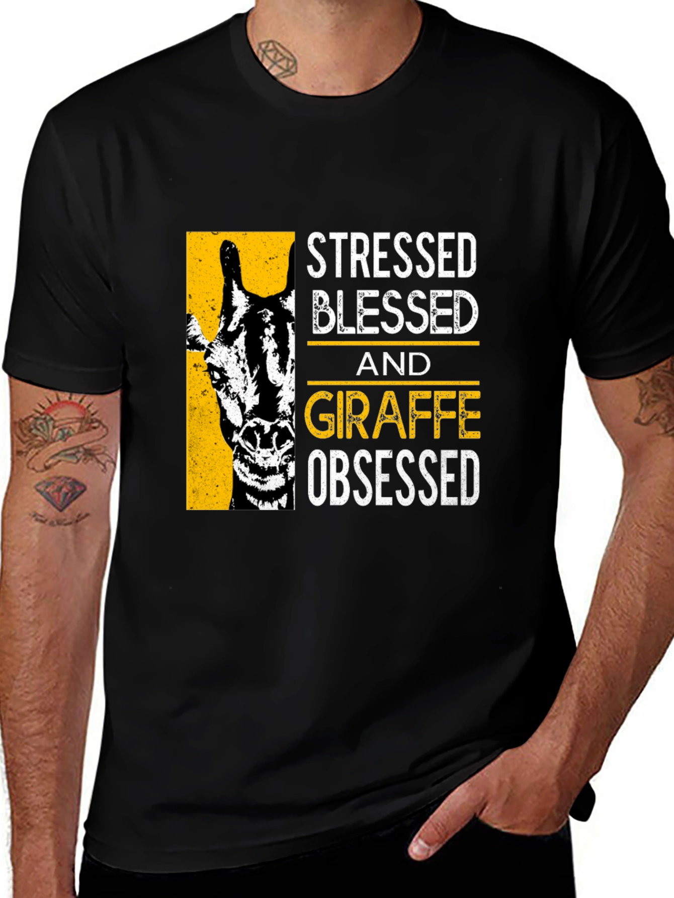 Variant 28 of Stressed Blessed Giraffe Obsessed Graphic T-Shirt
