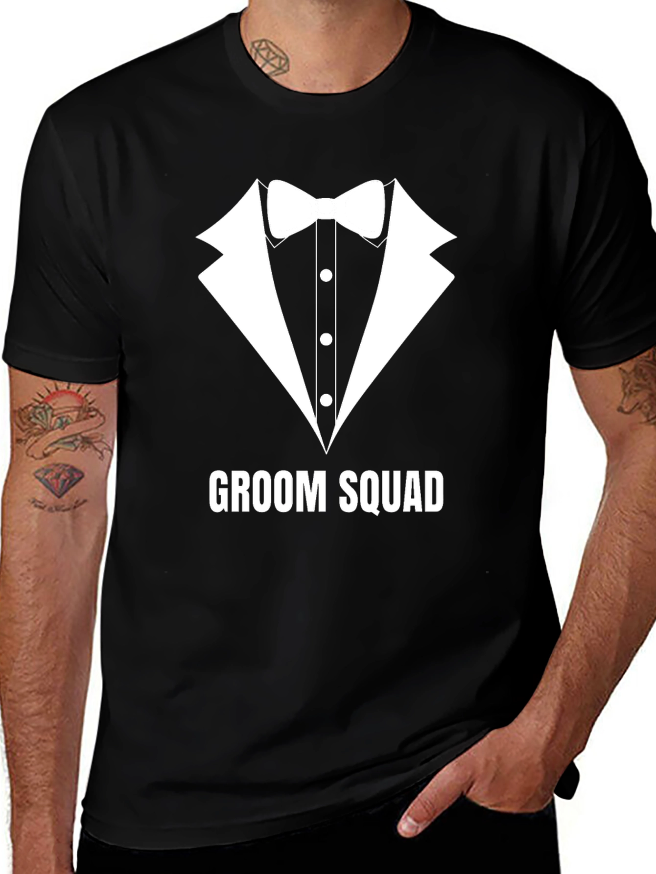 Groom Squad Tuxedo Graphic Crew Neck T-Shirt