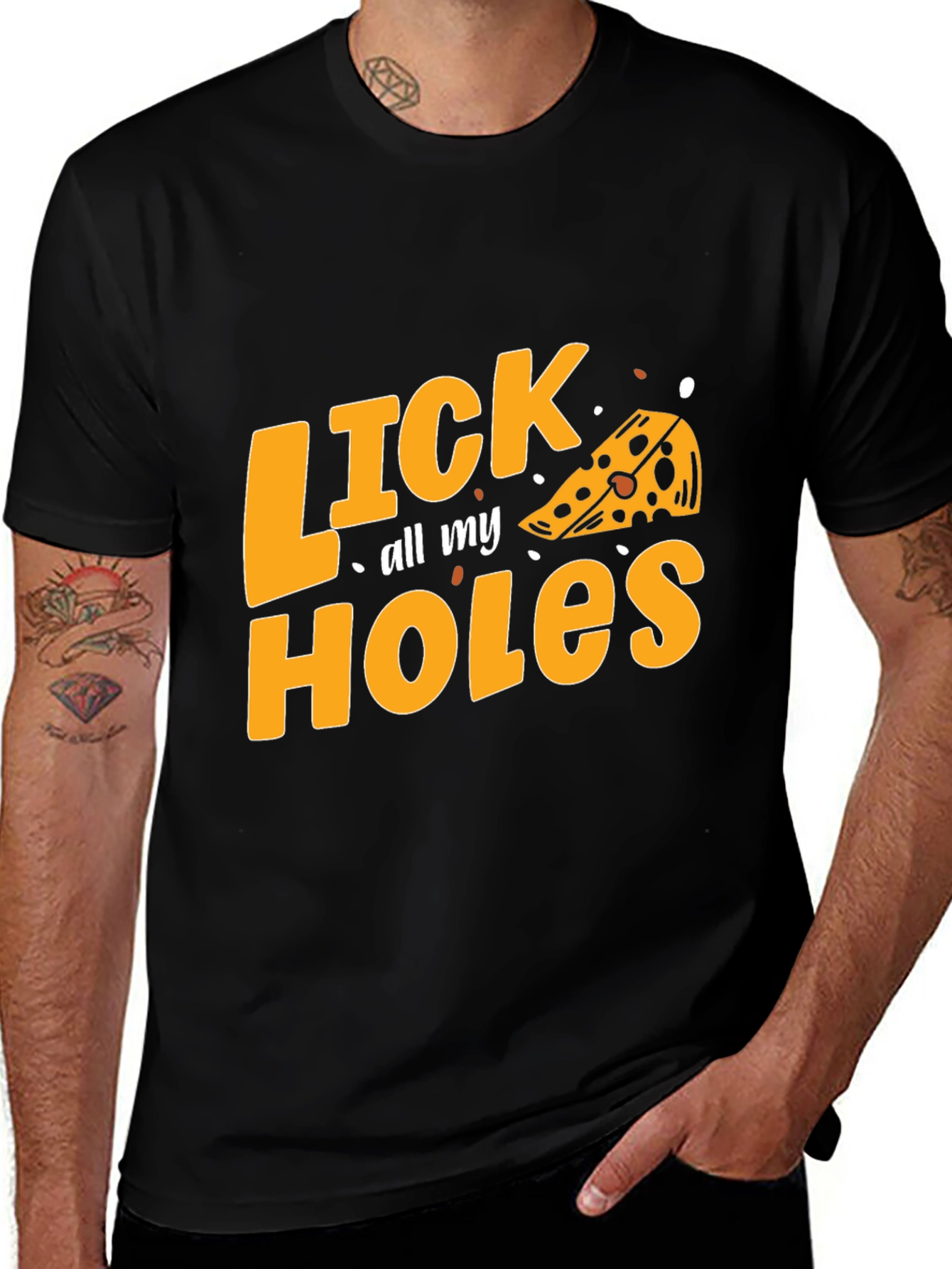 Variant 21 of Lick All My Holes Cheese Graphic Tee - Black
