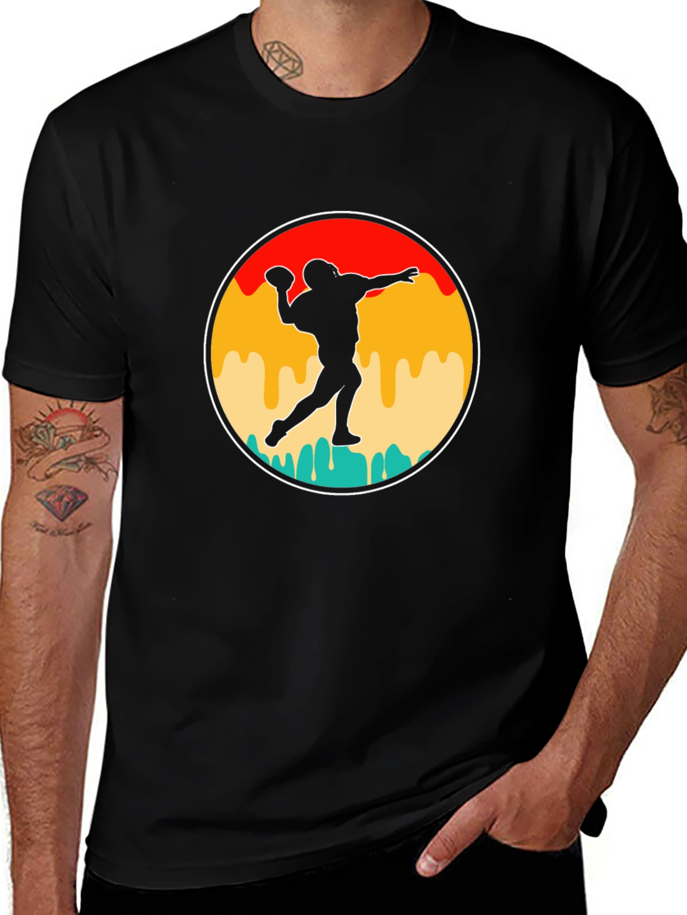 Black Retro Football Throwback T-Shirt main image