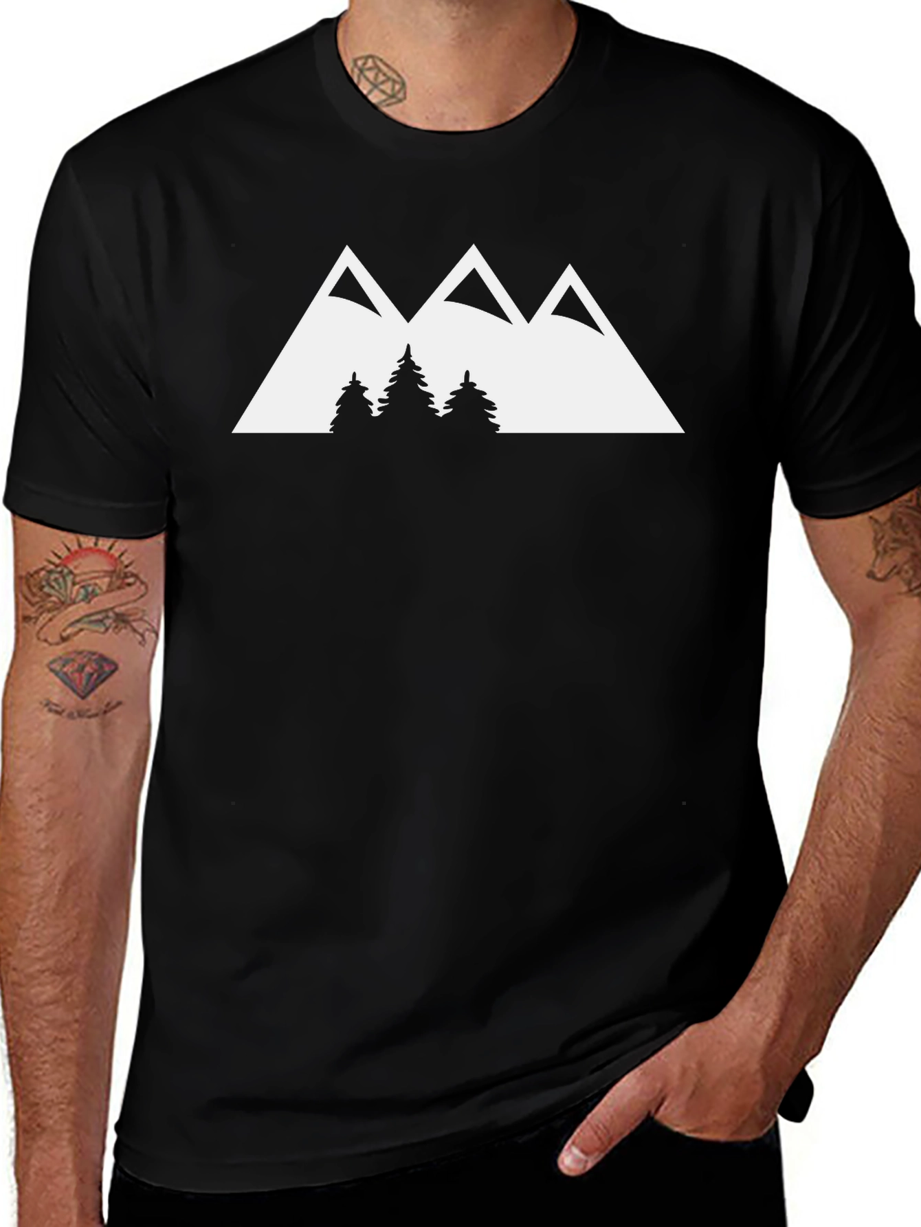 Variant 28 of Mountain Graphic Tee - Black Casual Shirt