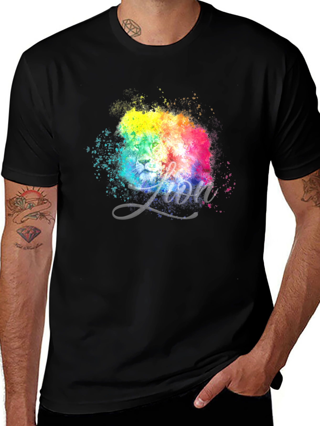 Variant 21 of Vibrant Lion Graphic Tee - Modern Artistic Design