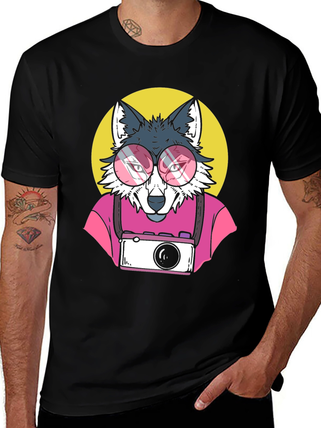 Variant 23 of Cool Wolf Photographer Graphic T-Shirt