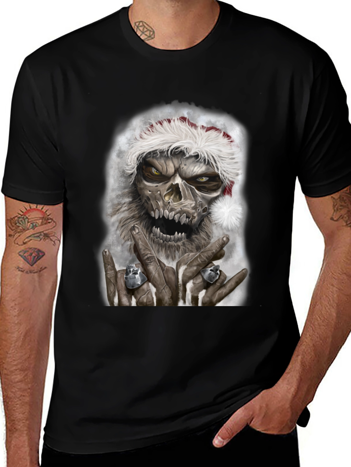 Zombie Santa Graphic Tee - Rock On Christmas T-Shirt