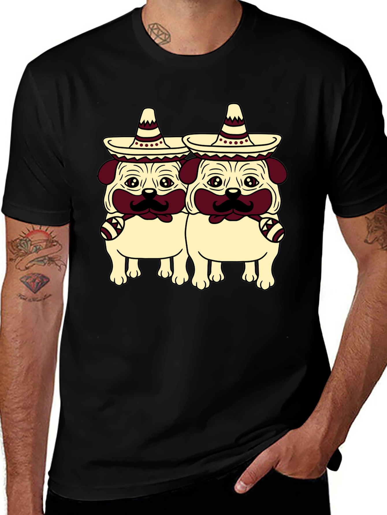 Variant 23 of Pug Fiesta T-Shirt - Cute Dog in Sombrero Tee