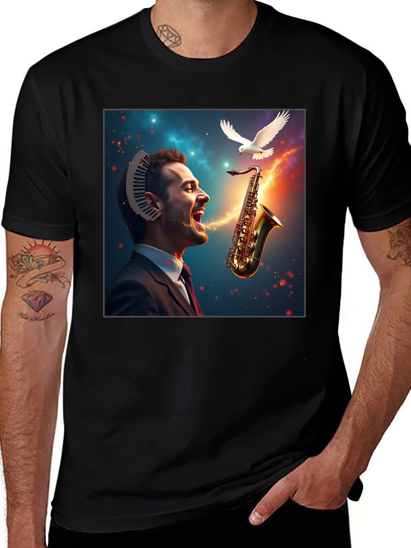 Variant 23 of Musical Mind T-Shirt - Artistic Saxophone Design