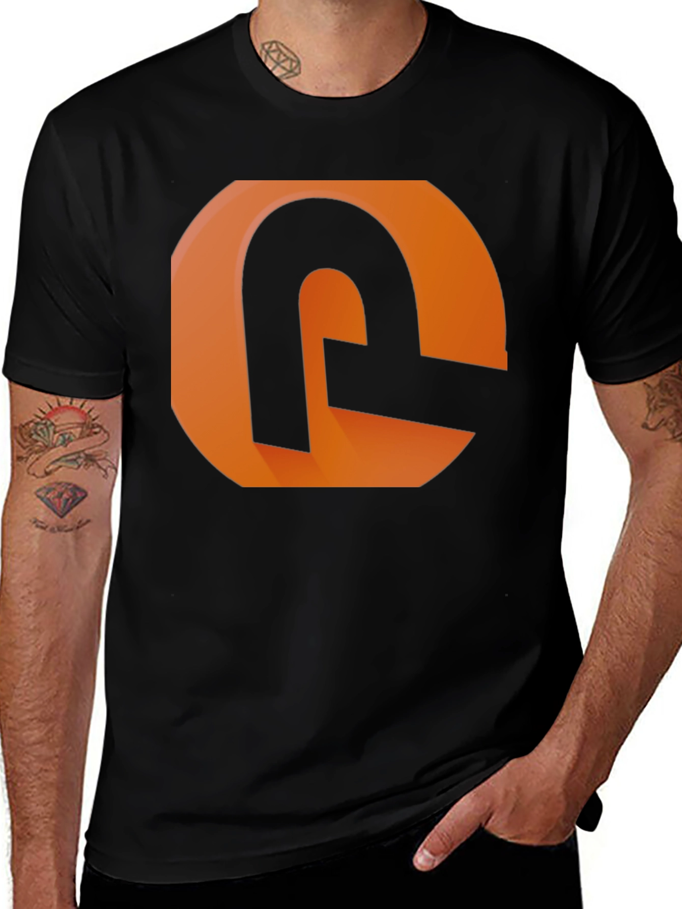 Variant 5 of Modern Graphic Tee - Orange and Black Design