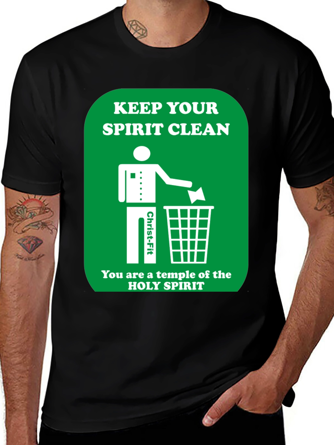 Black Keep Your Spirit Clean Graphic T-Shirt main image