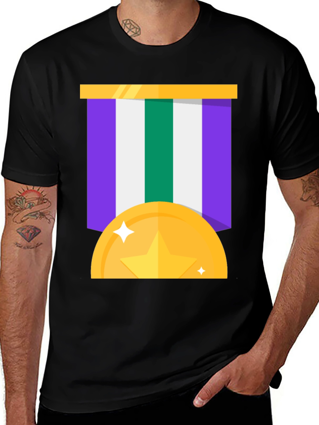Variant 9 of Award Medal Graphic Tee - Black Cotton Blend