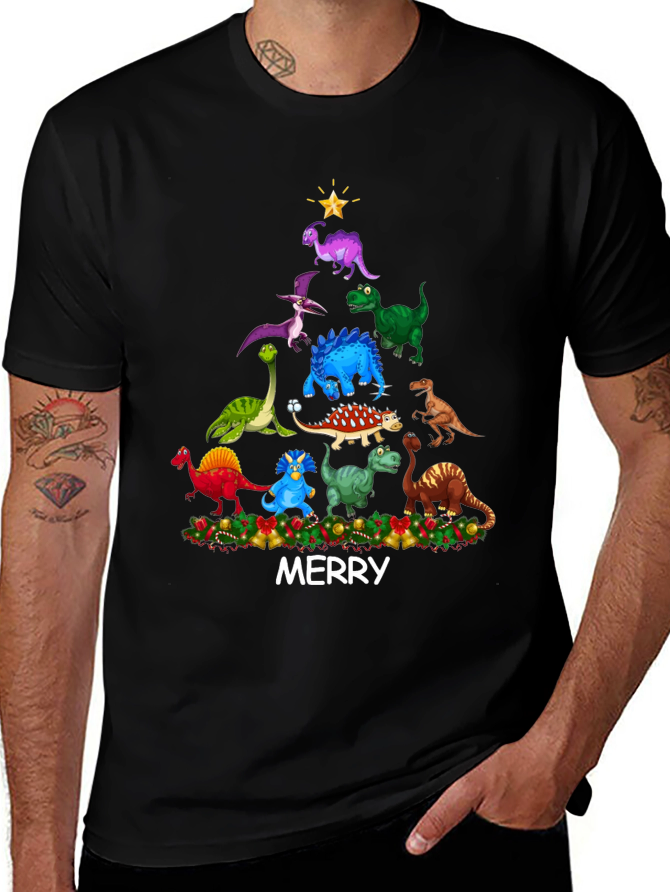 Variant 3 of Dinosaur Christmas Tree Men's T-Shirt