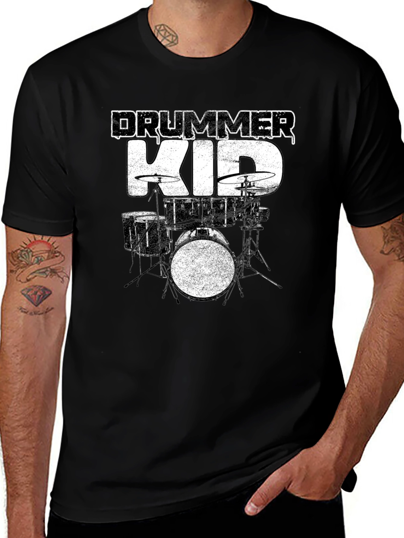 Variant 18 of Drummer Kid Black T-Shirt - Music Lover Tee