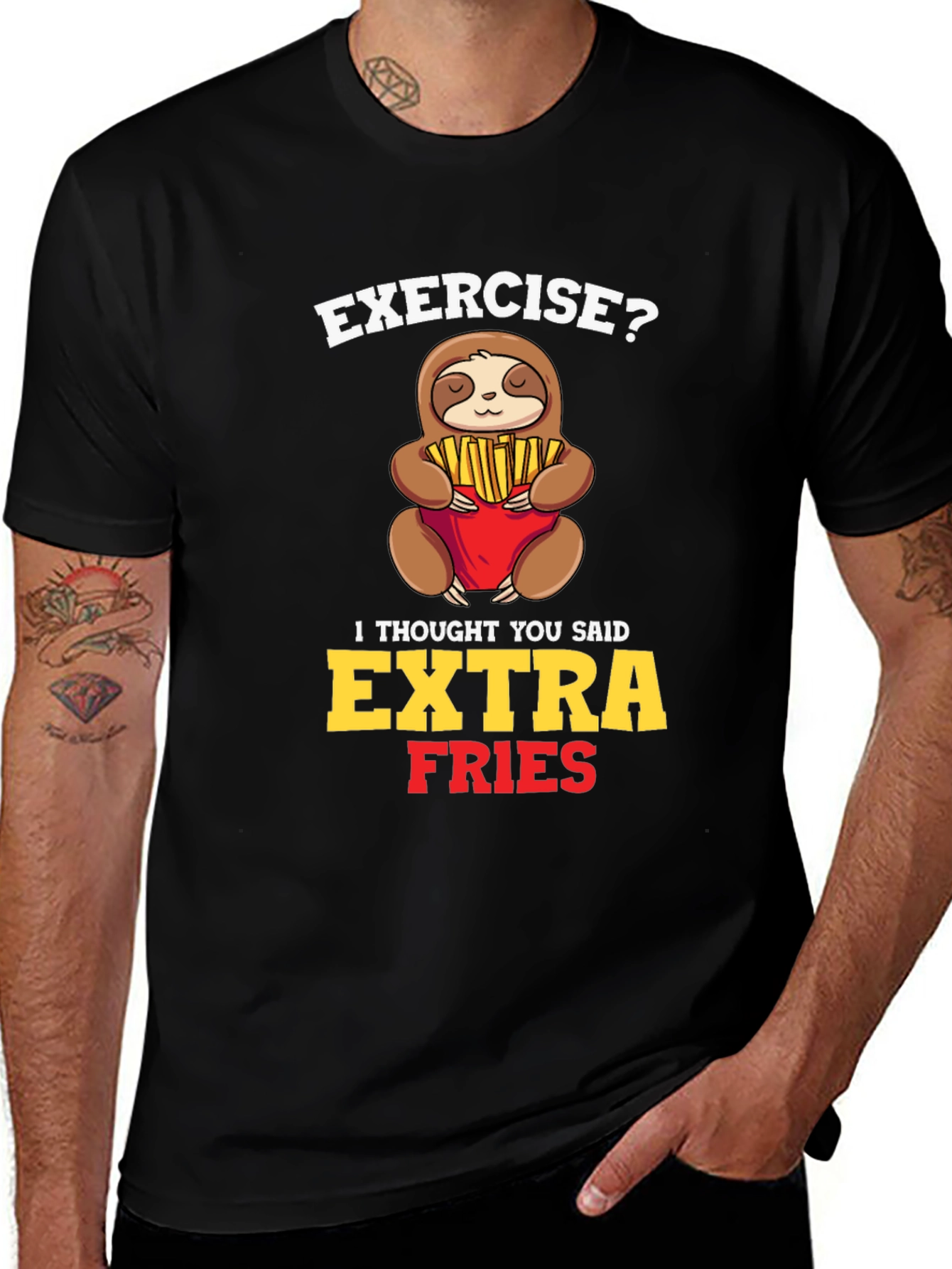 Variant 27 of Extra Fries Sloth Graphic T-Shirt