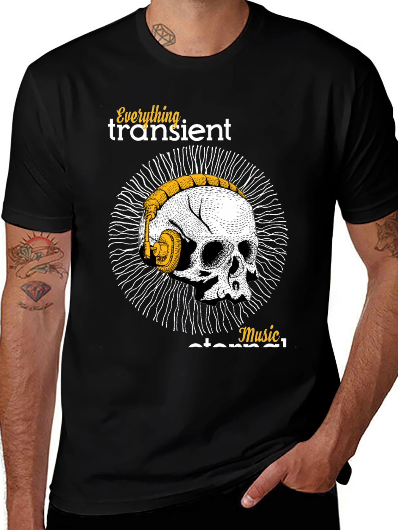 Variant 22 of Skull & Headphones Graphic T-Shirt - Music Forever!