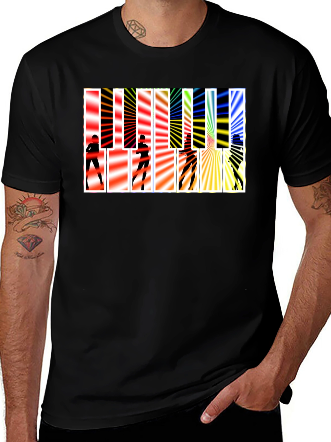 Variant 13 of Abstract Piano Dancer Graphic Black T-Shirt
