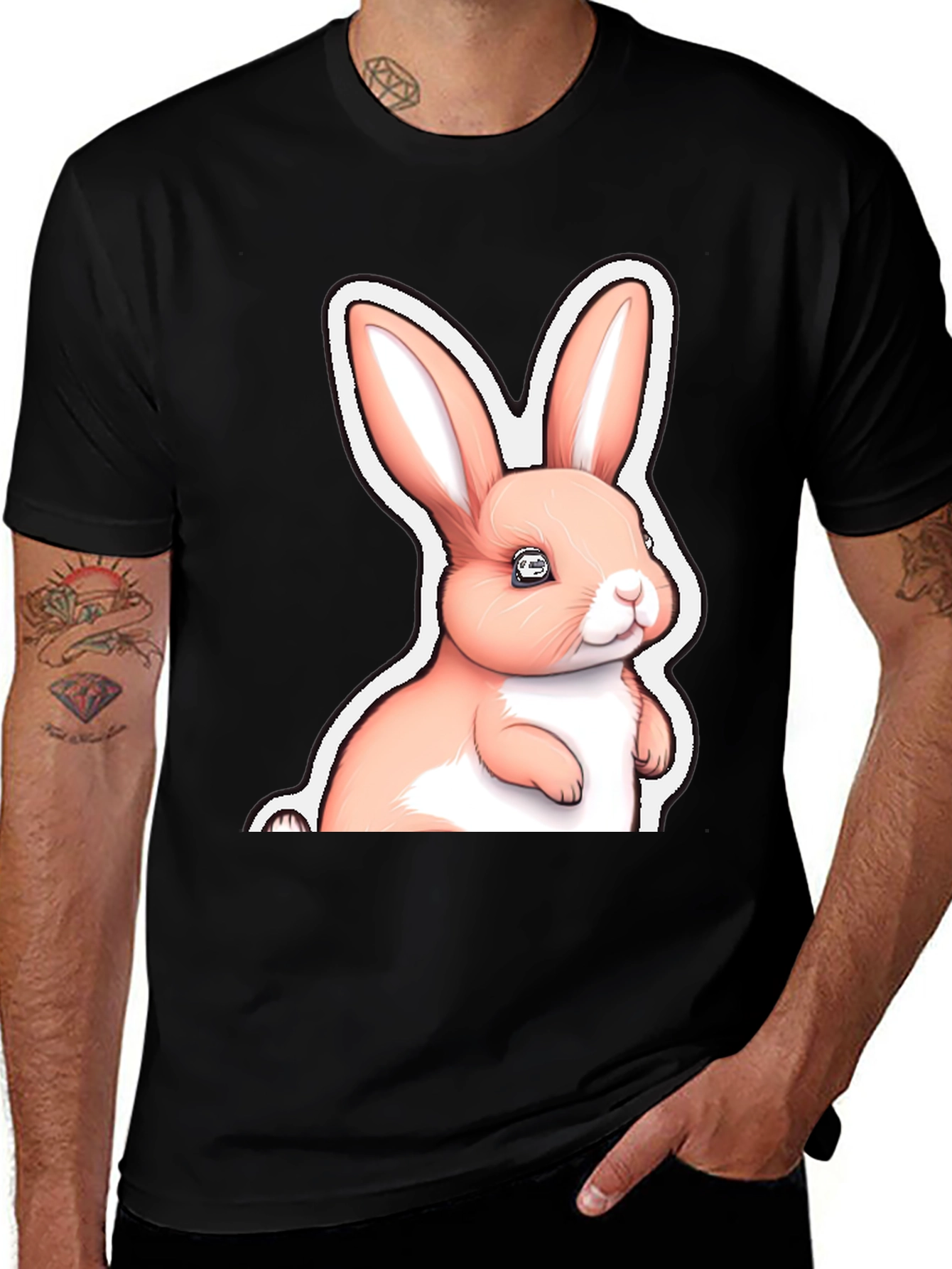 Variant 28 of Cute Pink Bunny Graphic Tee - Soft Cotton Comfort