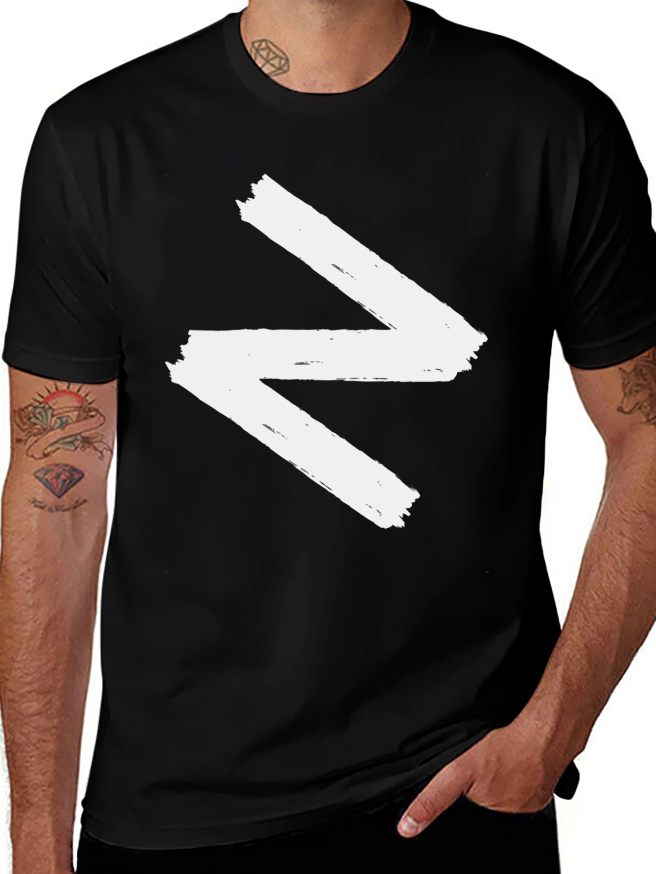 Variant 21 of Abstract Zig-Zag Graphic Black T-Shirt