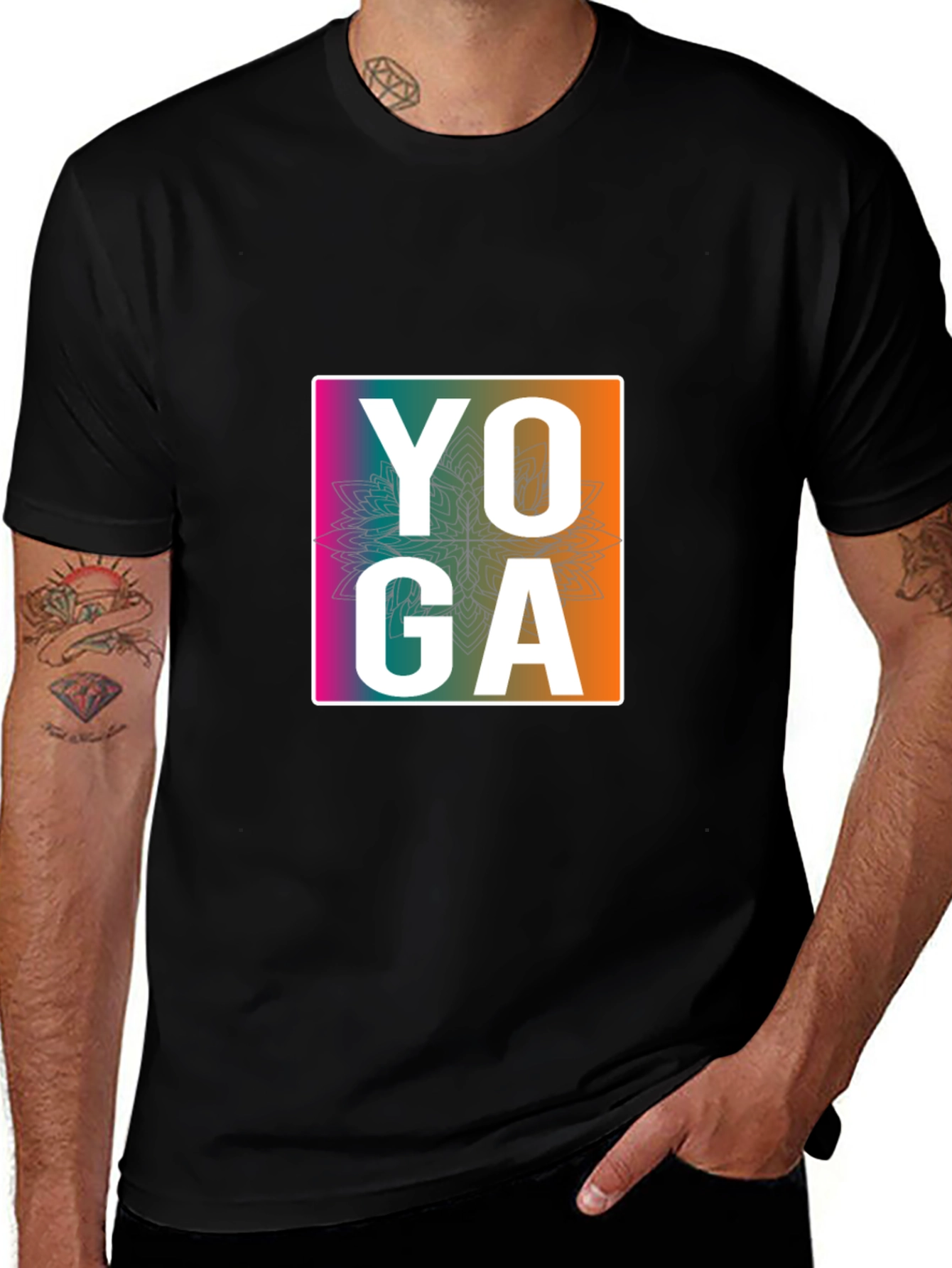 Variant 14 of Yoga Graphic T-Shirt for Men - Black Cotton Tee