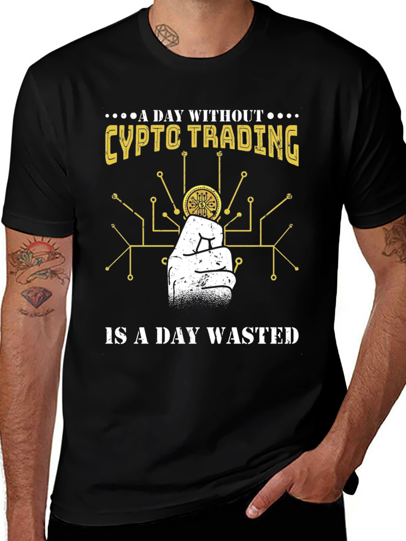 Variant 25 of Crypto Trading Graphic Tee - A Day Wasted