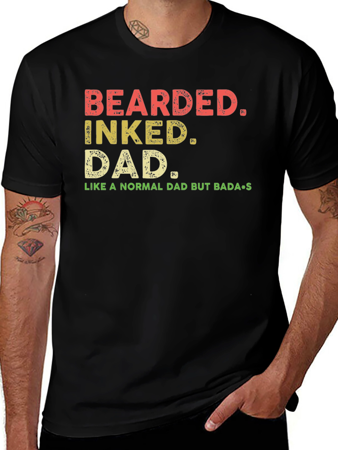 Variant 4 of Bearded Inked Dad T-Shirt - Badass Father's Day Gift