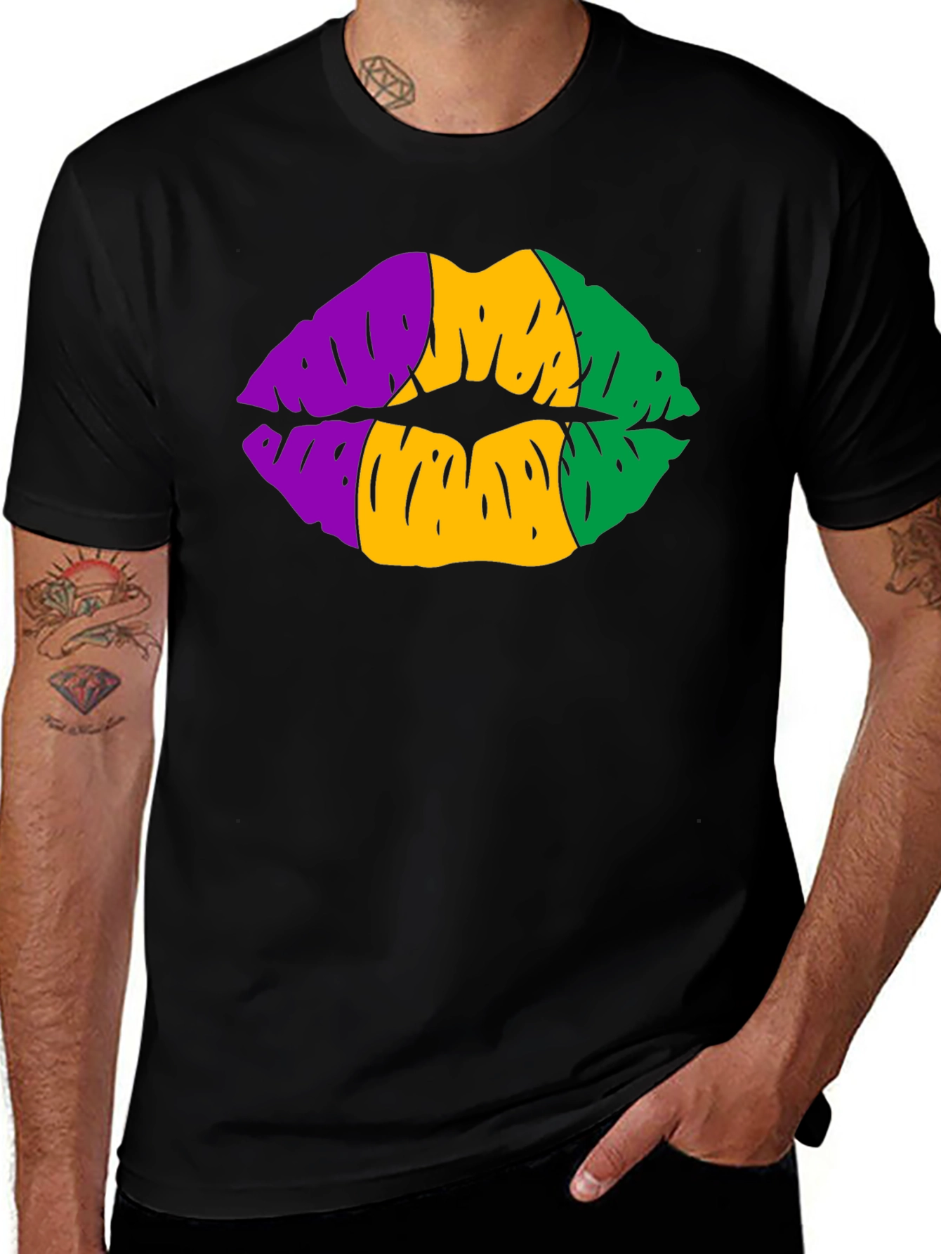 Mardi Gras Lips Graphic T-Shirt
