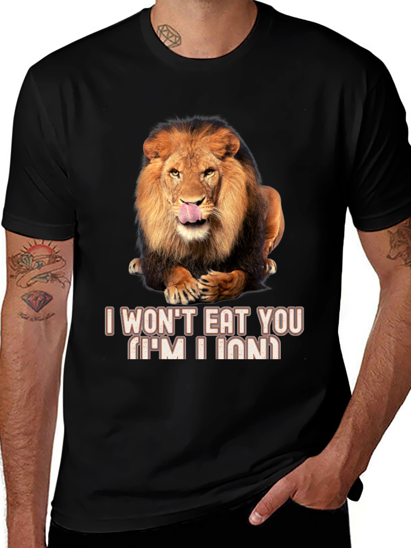 Variant 12 of Funny Lion T-Shirt - I Won't Eat You, I'm Lion!