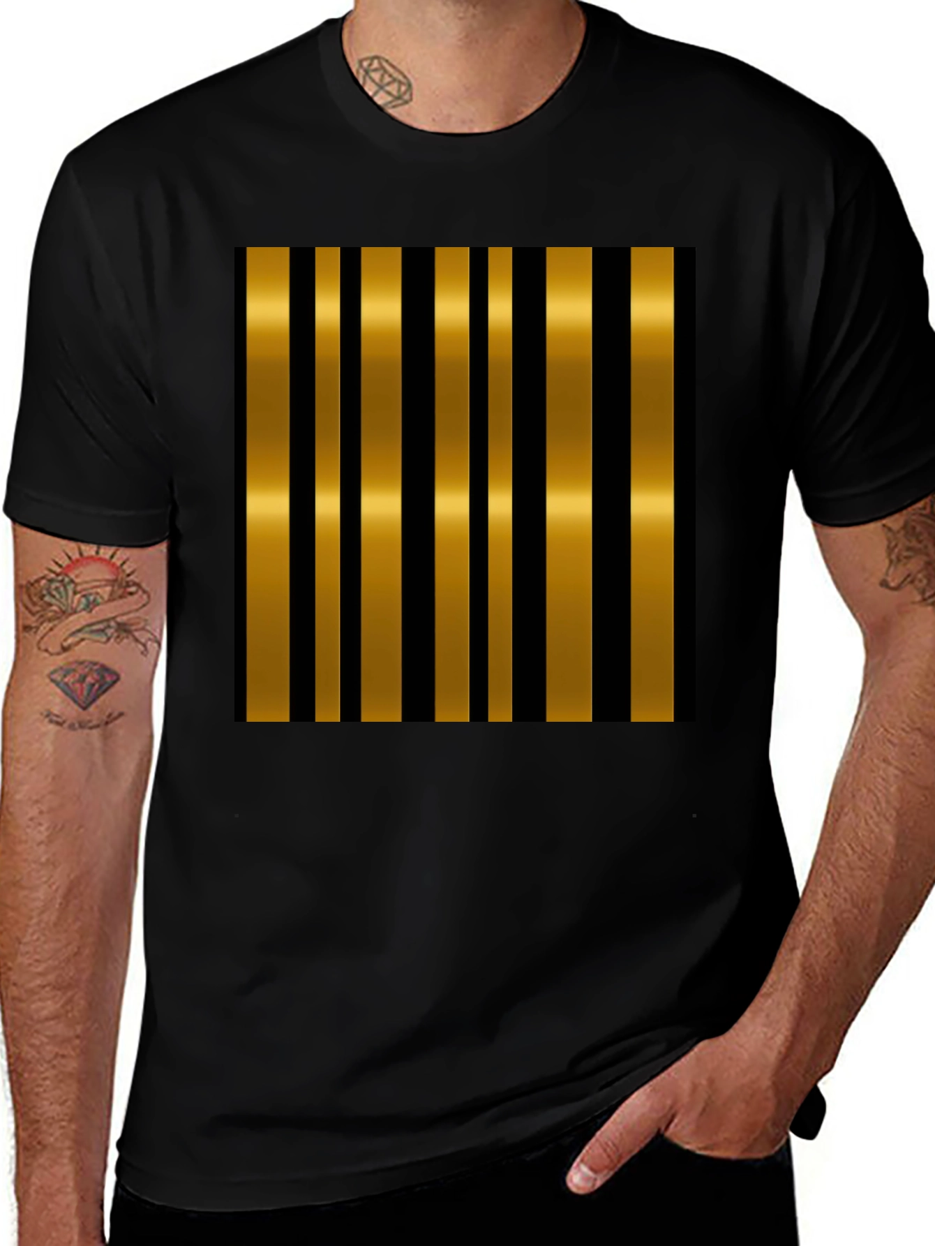 Variant 26 of Striped Gold & Black Stylish T-Shirt