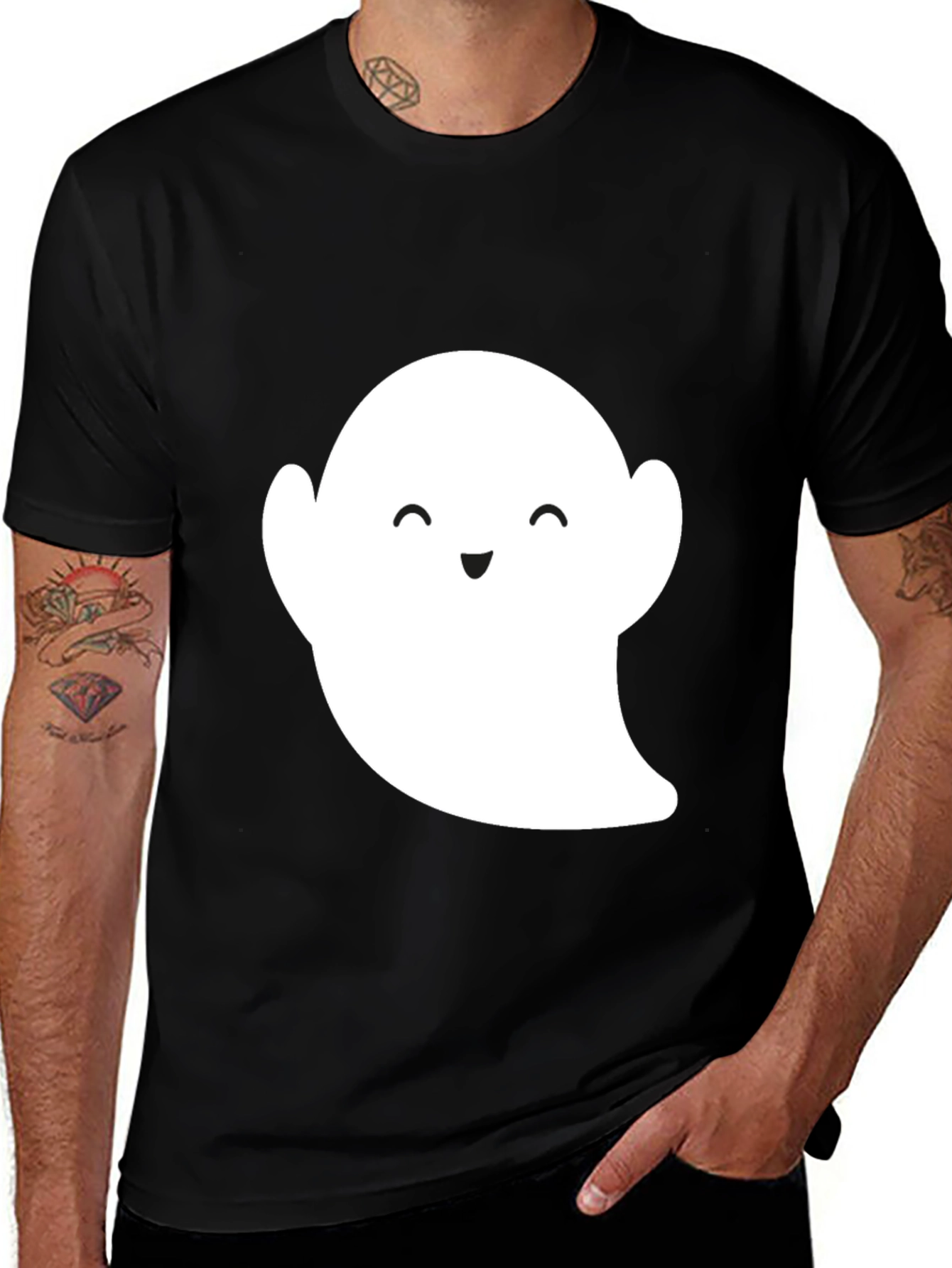 Cute Ghost Graphic Tee - Halloween Spooky Season T-Shirt