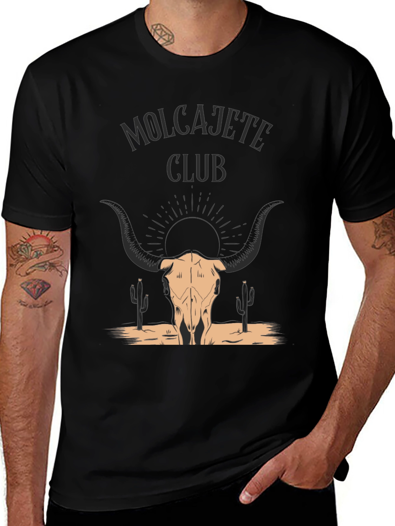 Variant 6 of Molcajete Club Bull Skull Graphic Tee