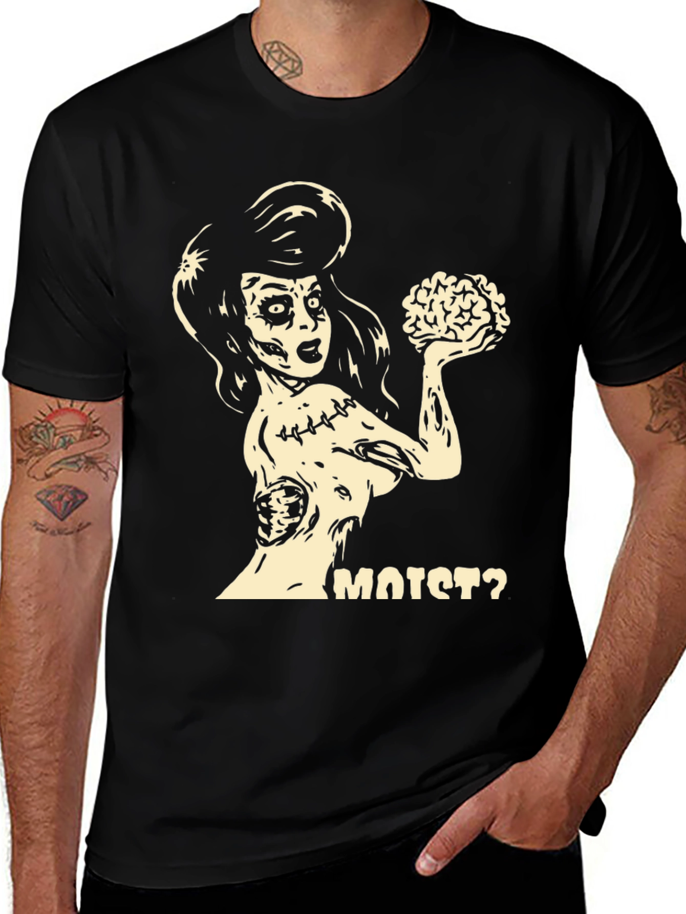 Variant 18 of Zombie Brains Graphic Tee - "Moist?"