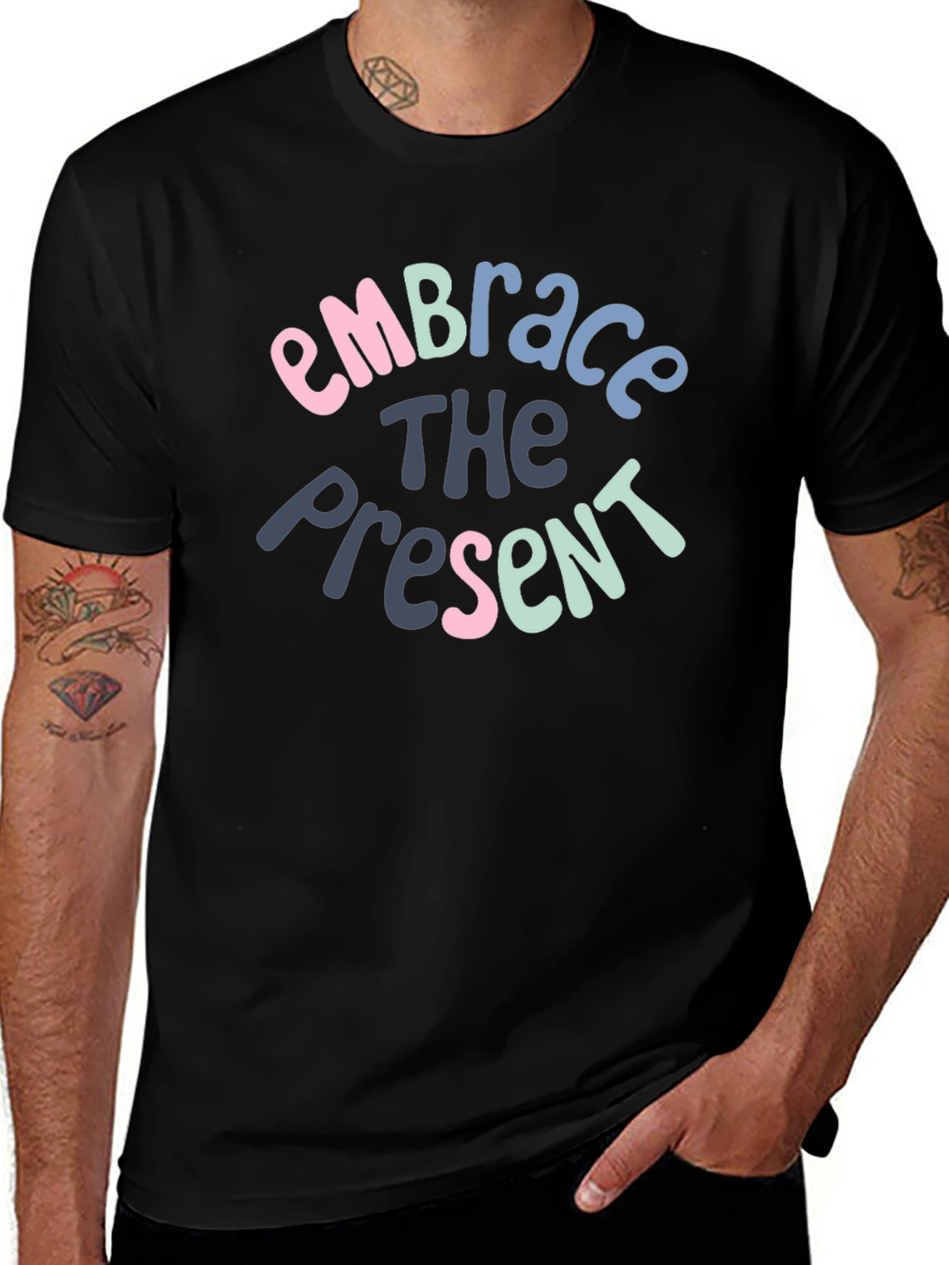 Variant 21 of Embrace the Present Graphic T-Shirt - Black