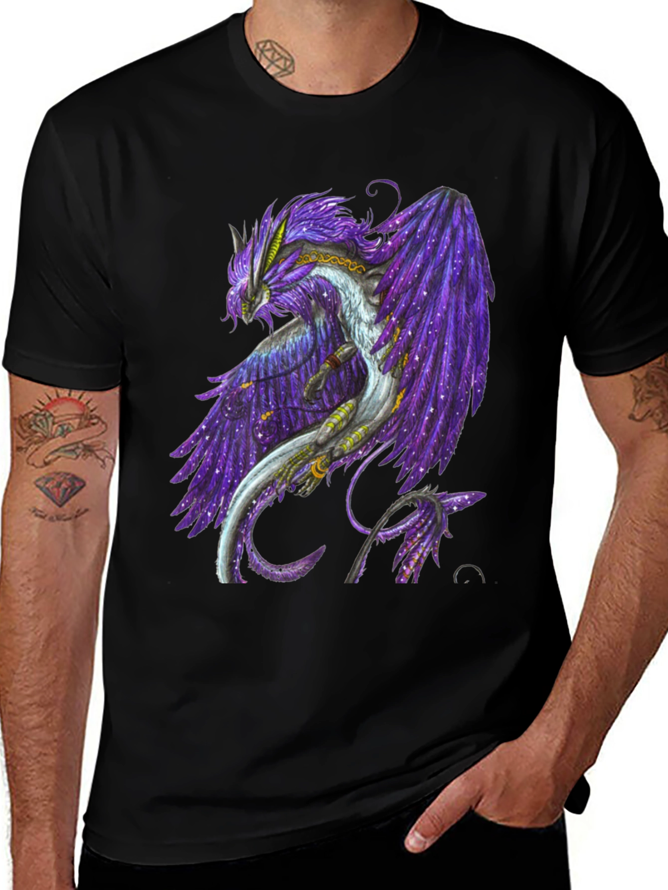 Variant 27 of Galaxy Dragon Graphic Tee - Black