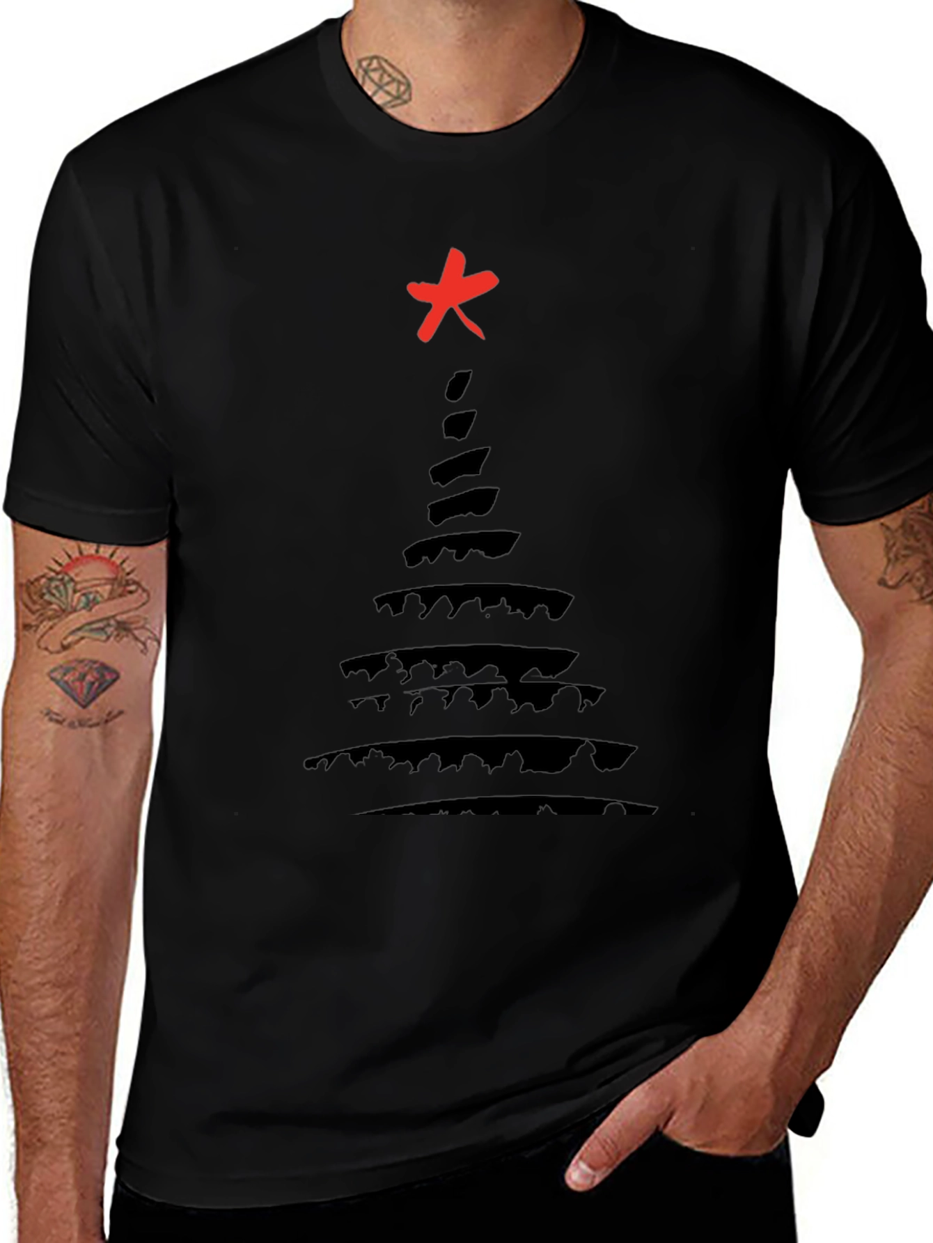 Variant 19 of Abstract Christmas Tree Black T-Shirt