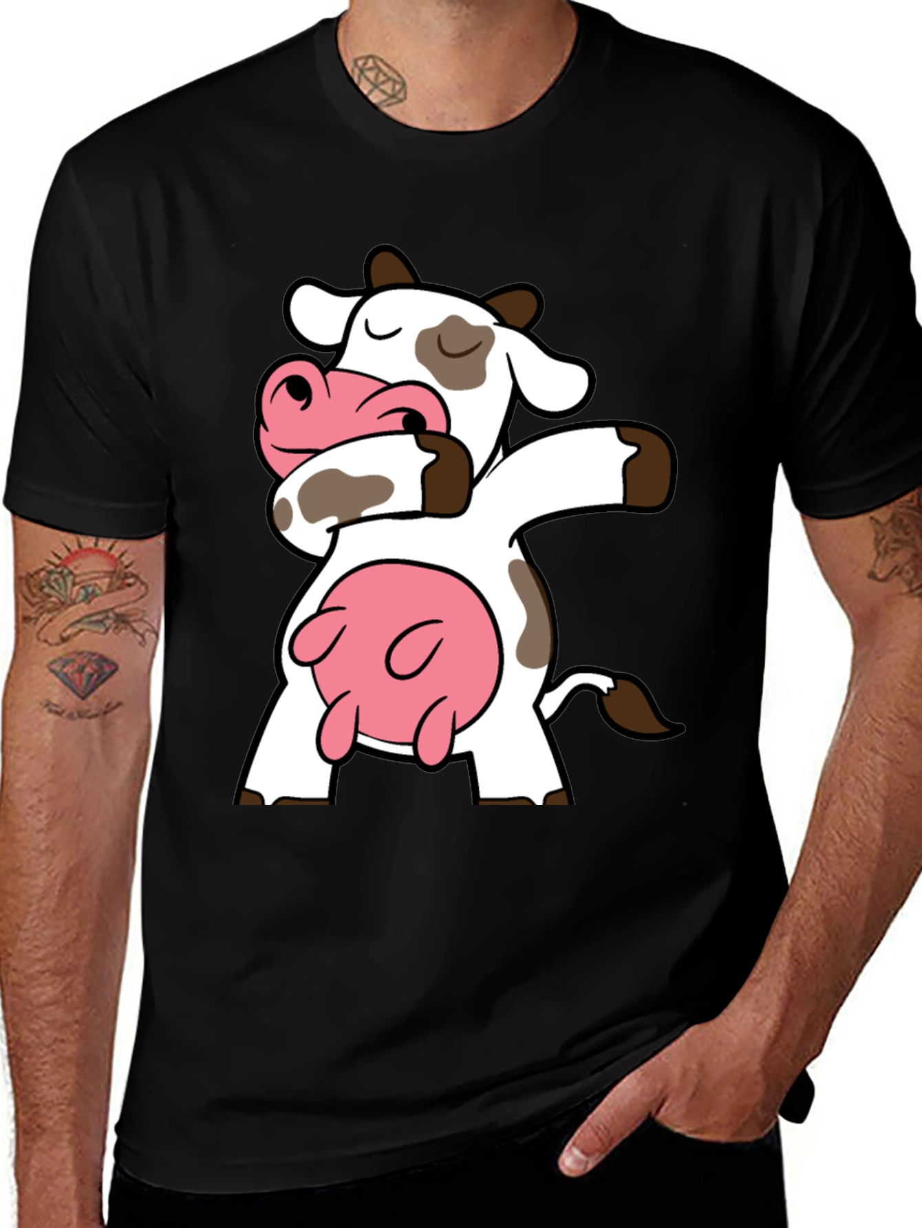 Variant 25 of Dabbing Cow Graphic Tee - Funny Cartoon T-Shirt