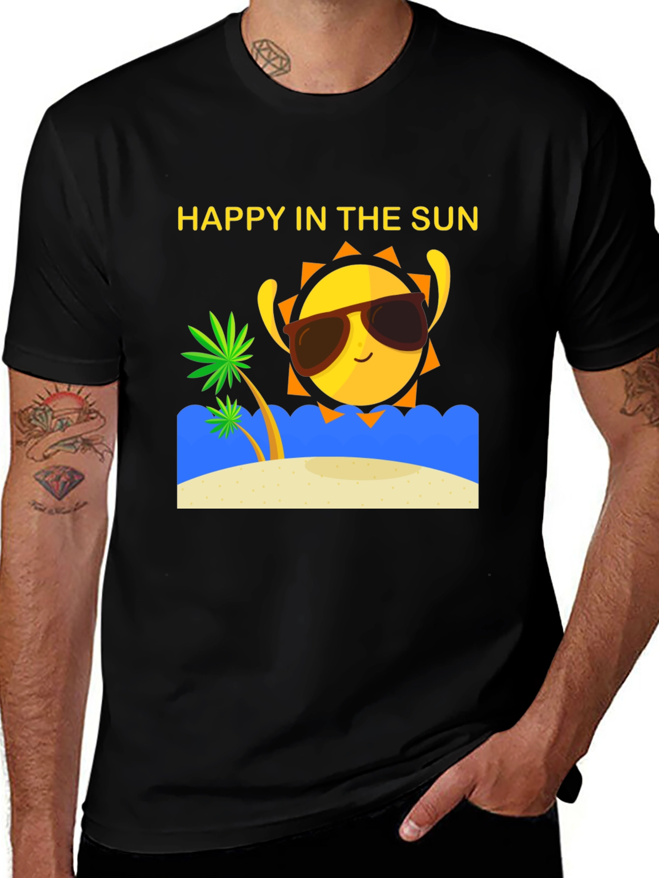Variant 28 of Happy in the Sun T-Shirt - Summer Beach Vibes!