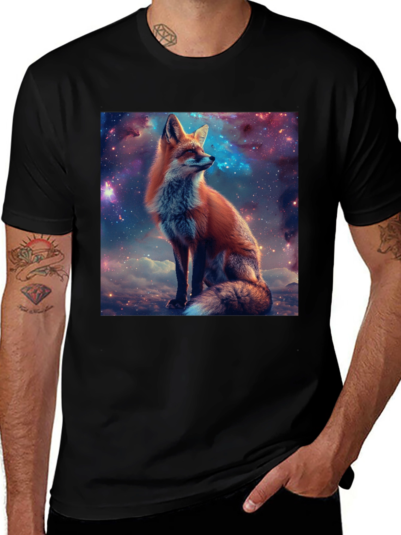 Variant 29 of Galaxy Fox Graphic Tee - Trendy Animal Print Shirt
