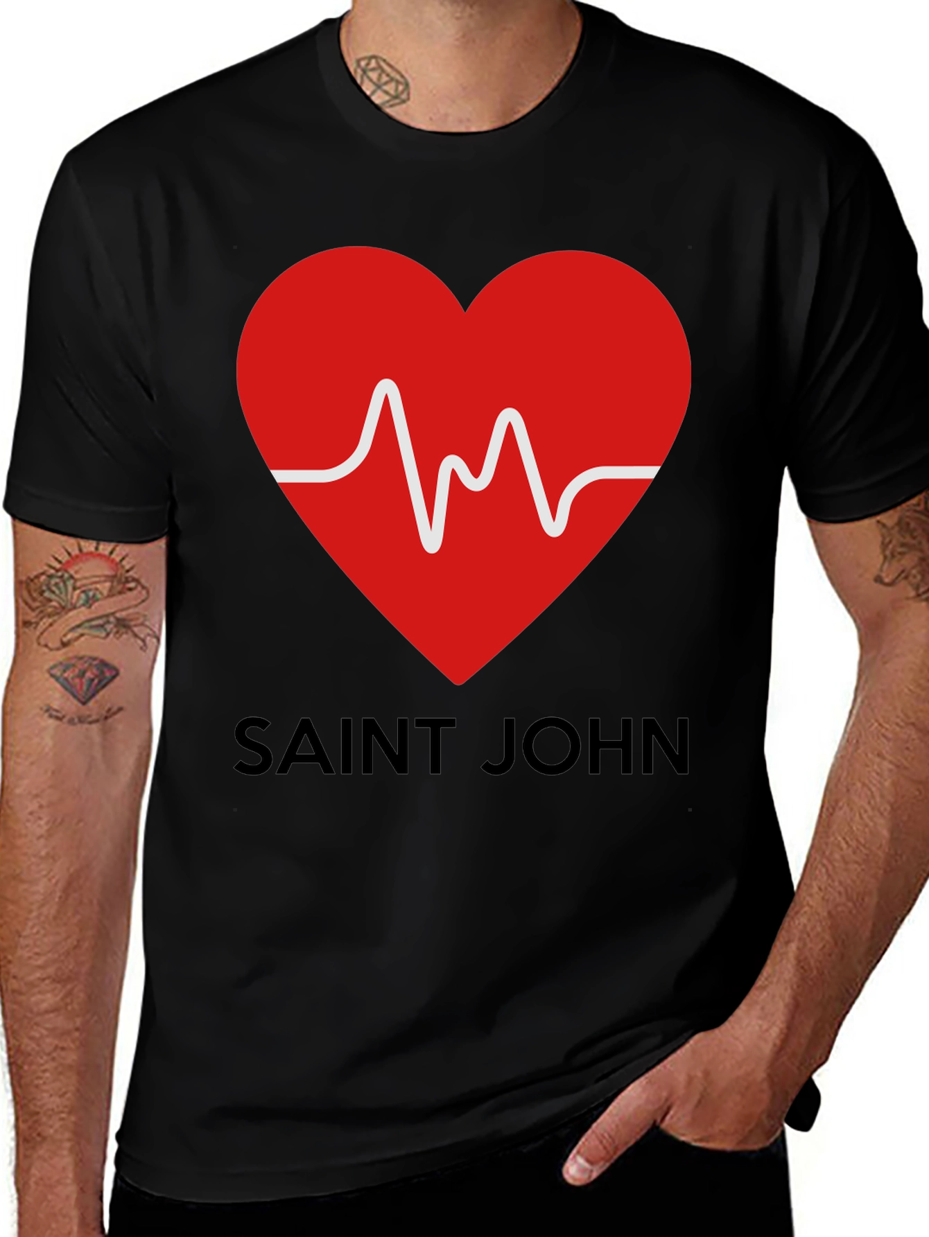 Variant 29 of Saint John Heartbeat Graphic Tee - Stylish & Comfortable!